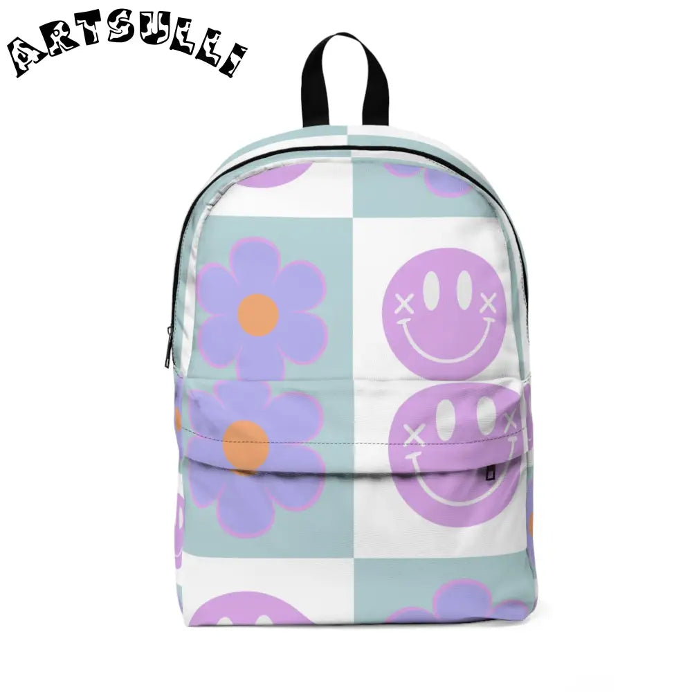 JAKKOUTTHEBXX Purple Smiley Durable Backpack for Occasional Casual Travel 2025