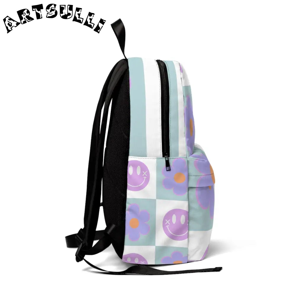 JAKKOUTTHEBXX Purple Smiley Durable Backpack for Occasional Casual Travel 2025