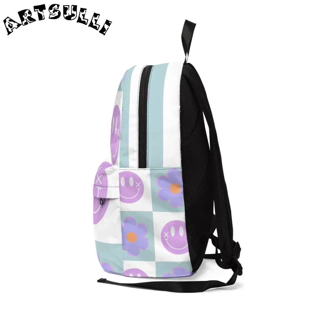 JAKKOUTTHEBXX Purple Smiley Durable Backpack for Occasional Casual Travel 2025