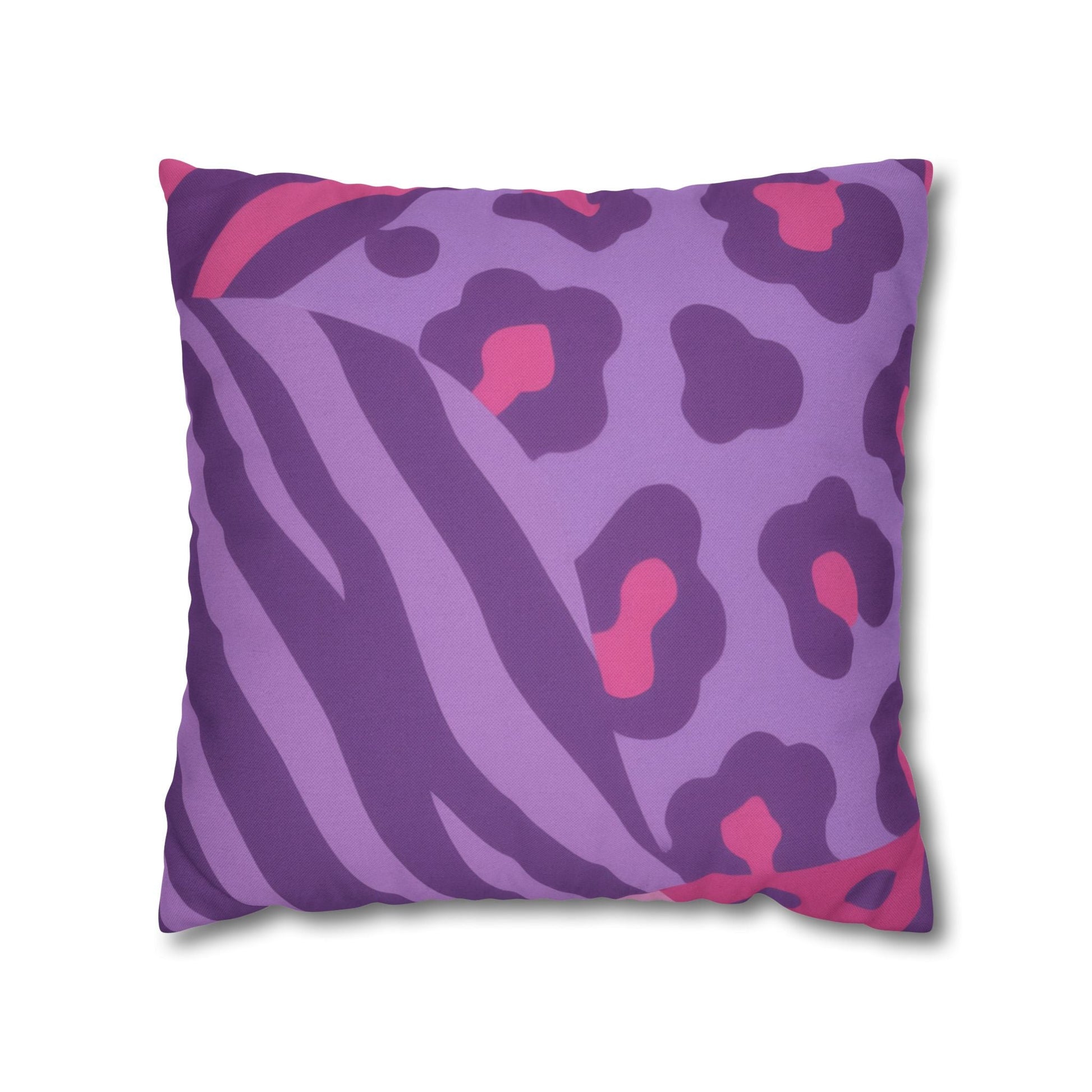 Purple Zebra and Leopard Print Pillow, Artsulli - Art is Long, Life is Short, Home Decor, Size, 18" × 18", , , , , 16027093743782042615
