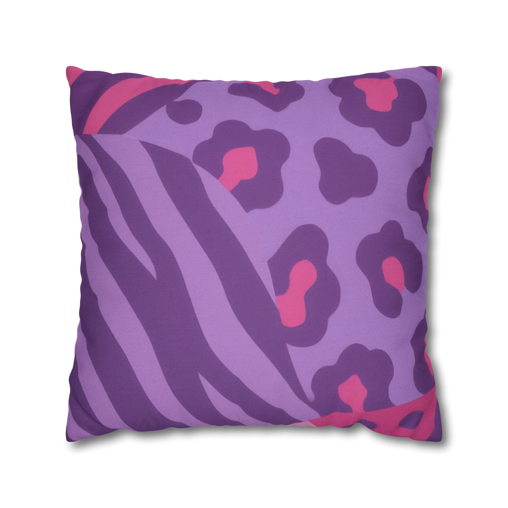 Purple Zebra and Leopard Print Pillow, Artsulli - Art is Long, Life is Short, Home Decor, Size, 20" × 20", , , , , 10726229967290049416