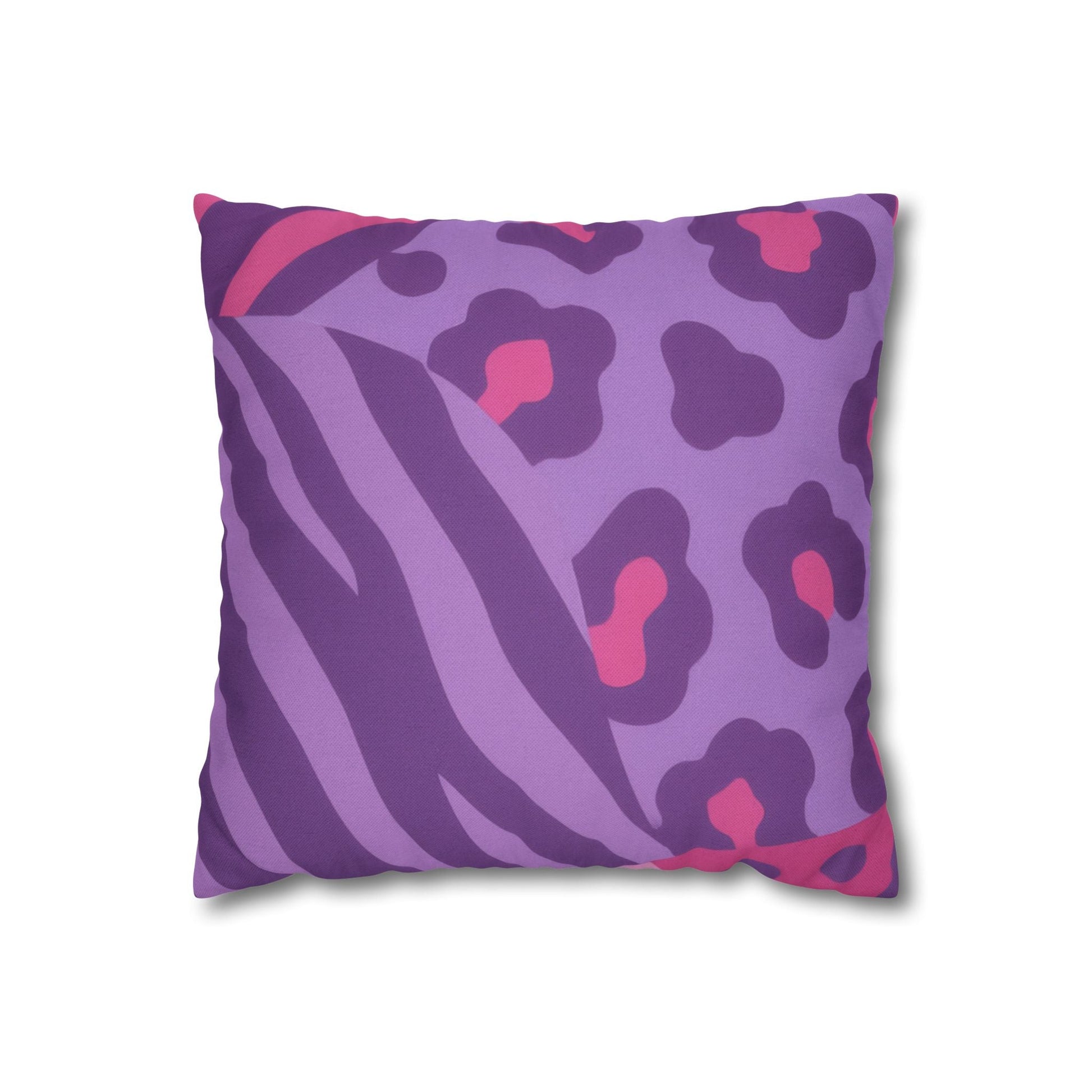 Purple Zebra and Leopard Print Pillow, Artsulli - Art is Long, Life is Short, Home Decor, Size, 14" × 14", , , , , 20731147647983834766