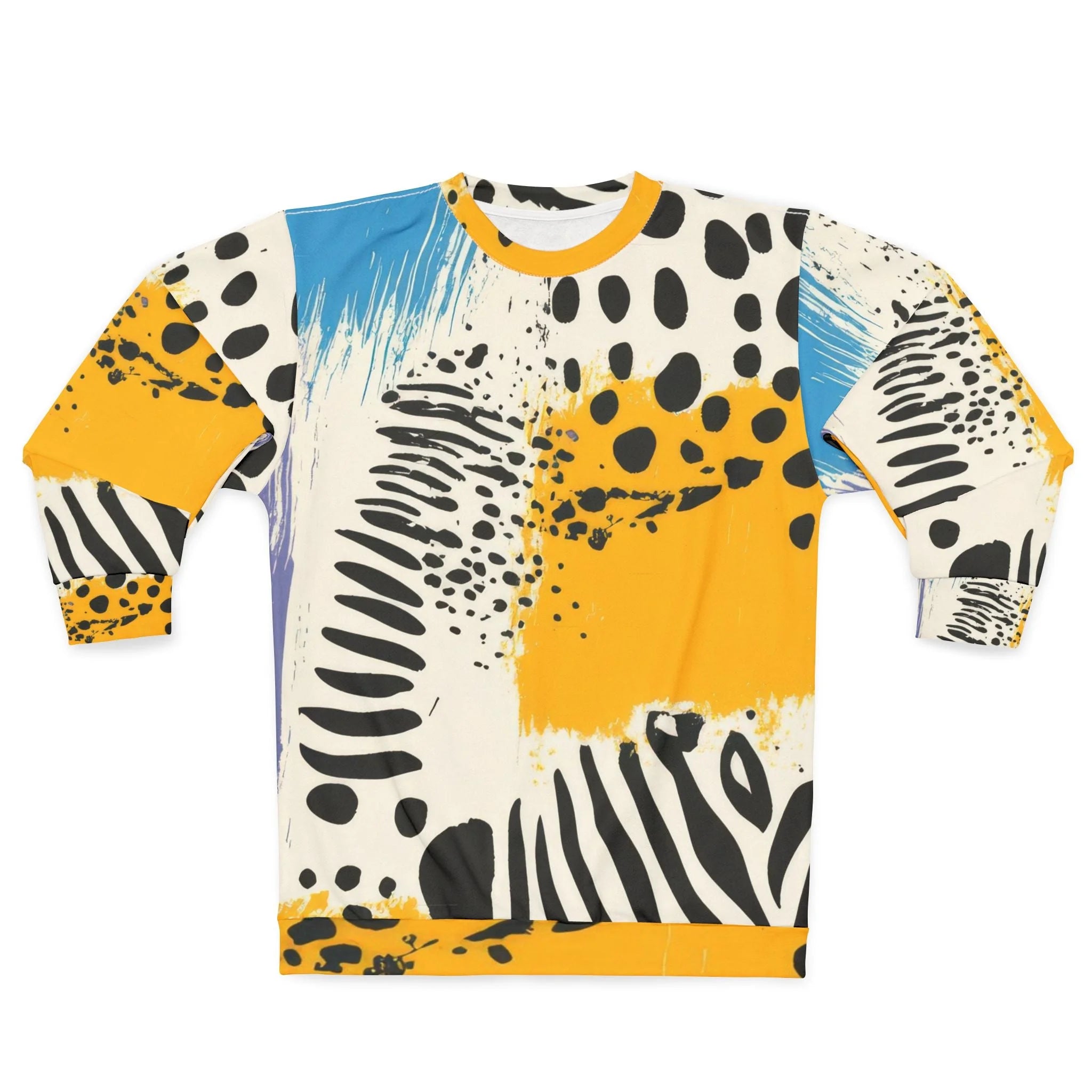 Rae Zebra Rhapsody Print Crewneck Sweatshirt, Artsulli - Art is Long, Life is Short, All Over Prints, Size, XS, , , , , 10137456347323