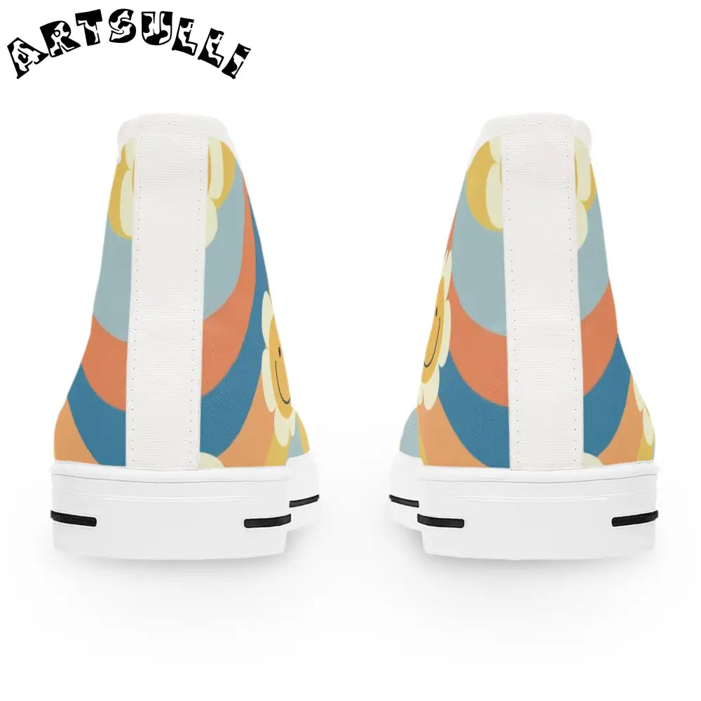 Rainbow Flower Womens High Top Breathable Canvas Sneakers, Artsulli - Art is Long, Life is Short, Shoes, , , , , , , 