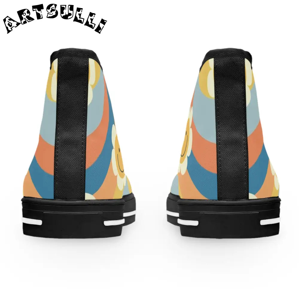 Rainbow Flower Womens High Top Breathable Canvas Sneakers, Artsulli - Art is Long, Life is Short, Shoes, , , , , , , 