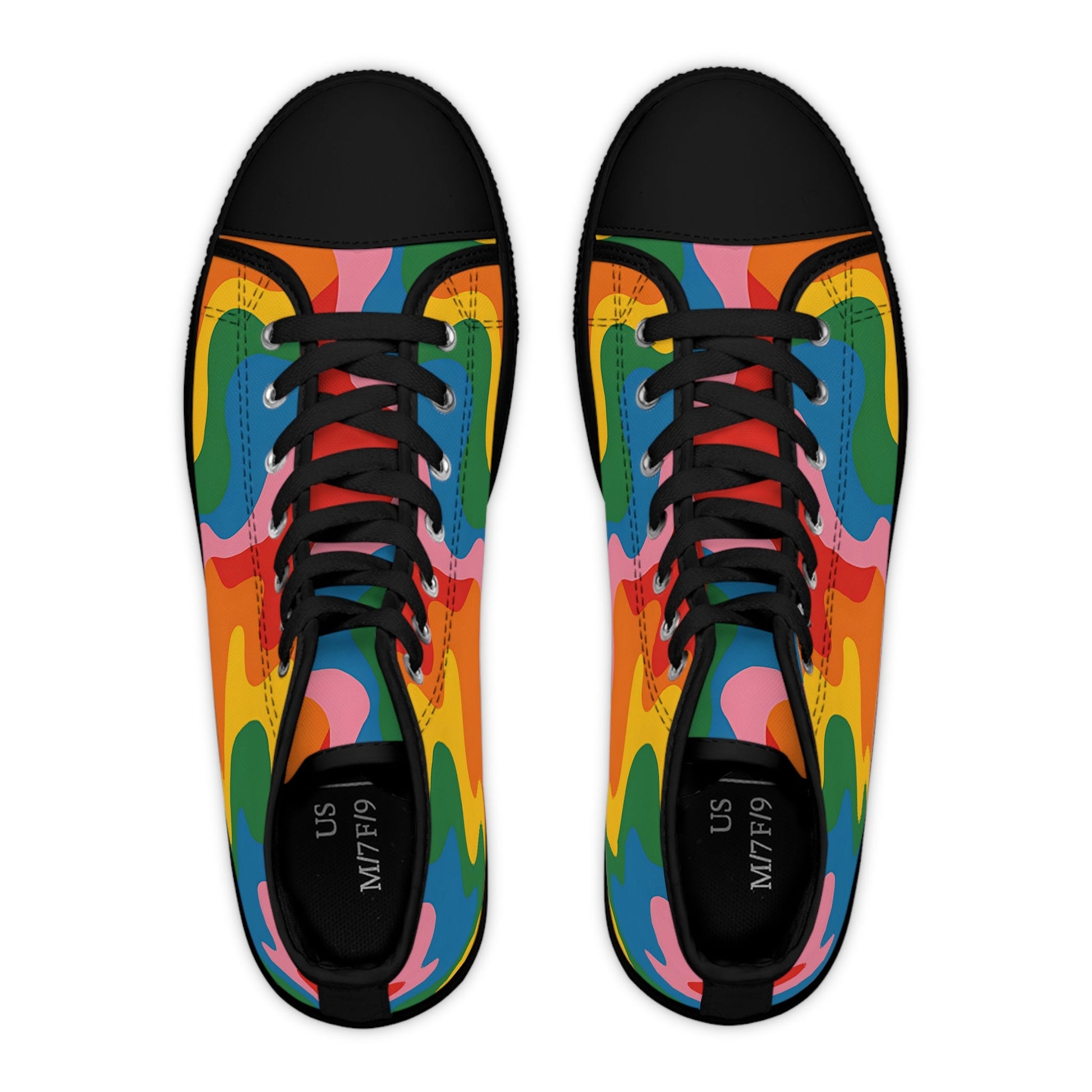 Rainbow Wave High Top Sneakers, Artsulli - Art is Long, Life is Short, Shoes, , , , , , , 