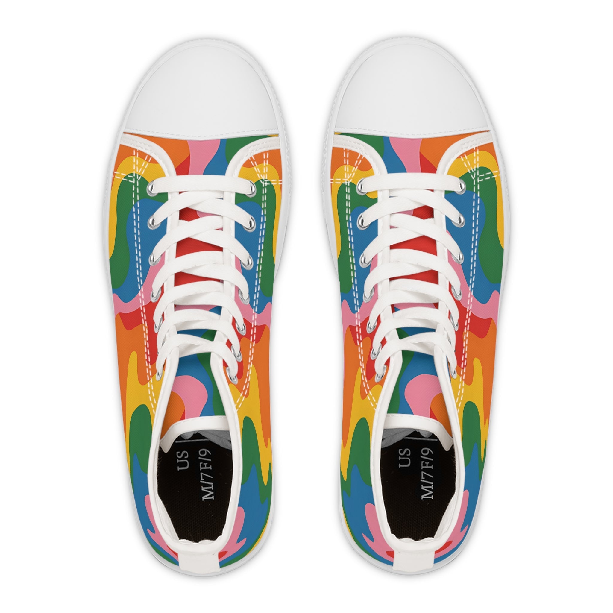Rainbow Wave High Top Sneakers, Artsulli - Art is Long, Life is Short, Shoes, , , , , , , 