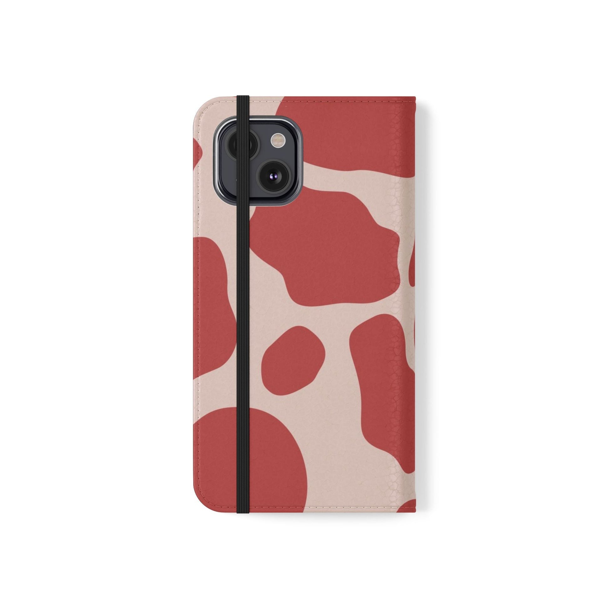 Red and Beige Cow Print Flip Cases, Artsulli - Art is Long, Life is Short, Phone Case, , , , , , , 