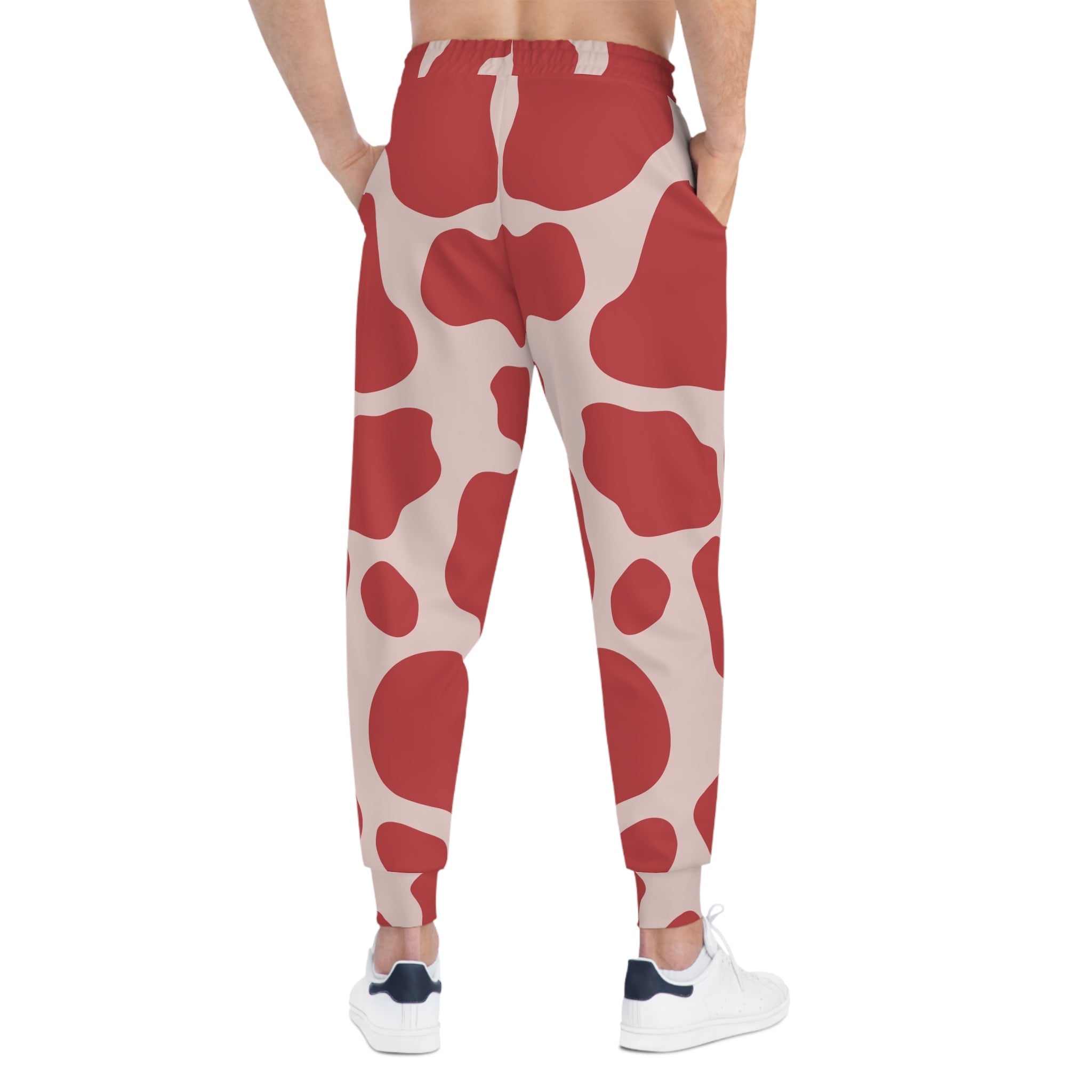 Red and Beige Cow Print Joggers, Artsulli - Art is Long, Life is Short, All Over Prints, , , , , , , 