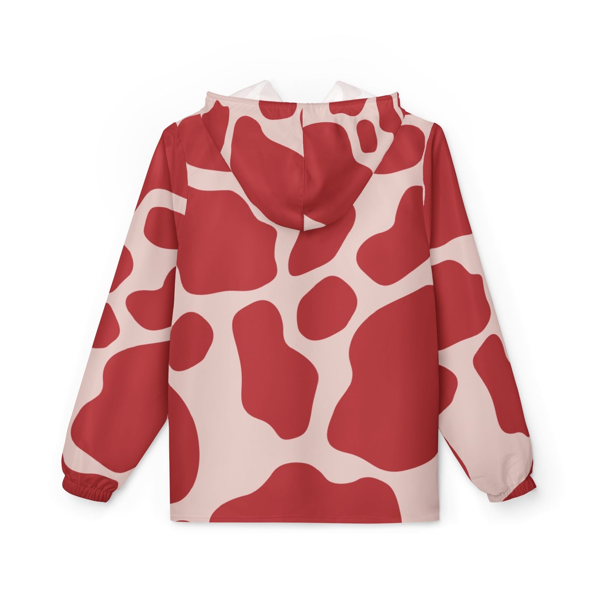 Red and Cream Cow Print Windbreaker Jacket, Artsulli - Art is Long, Life is Short, Outerwear, , , , , , , 