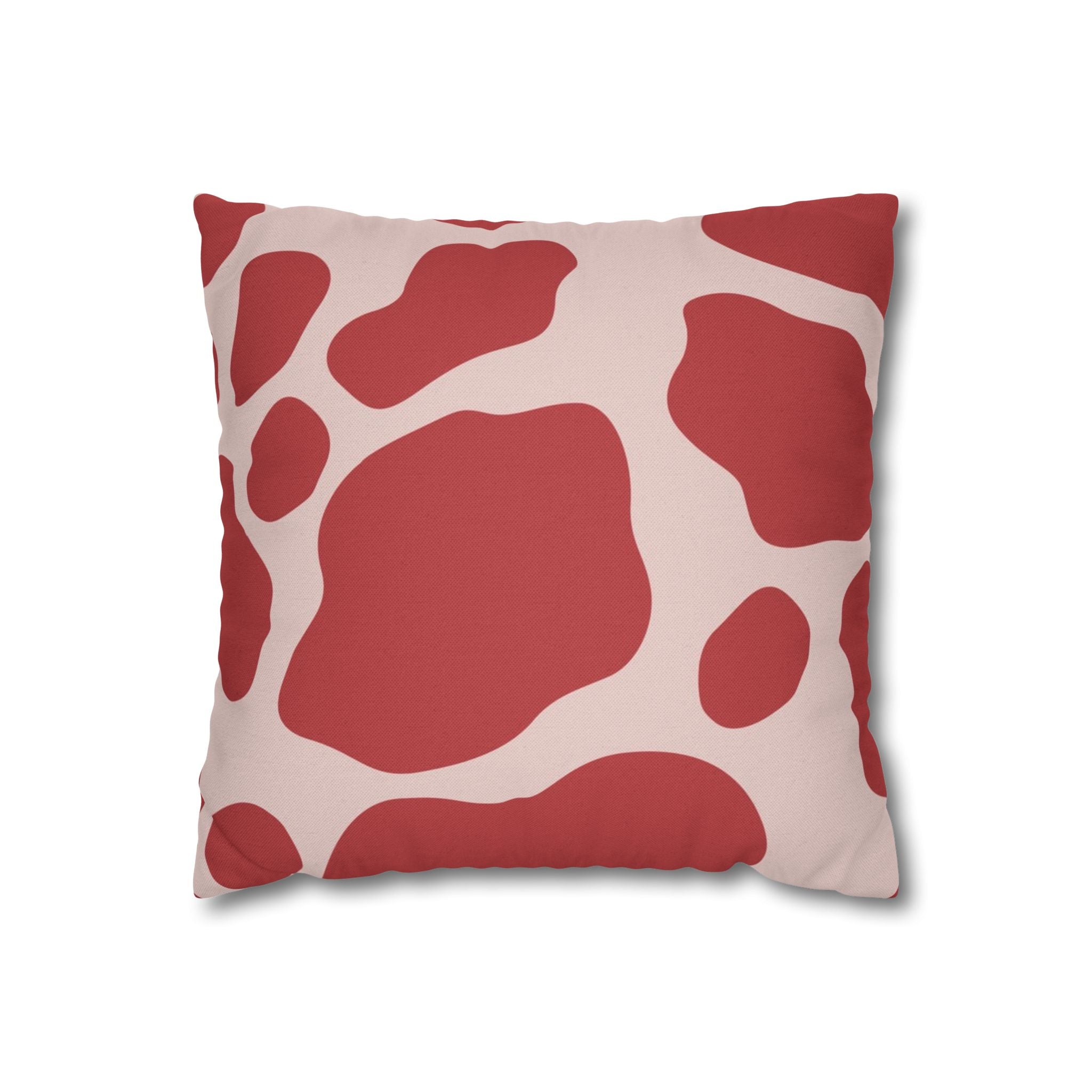 Red and Pink Cow Print Pillow, Artsulli - Art is Long, Life is Short, Home Decor, Size, 14" × 14", , , , , 16317182814806316324