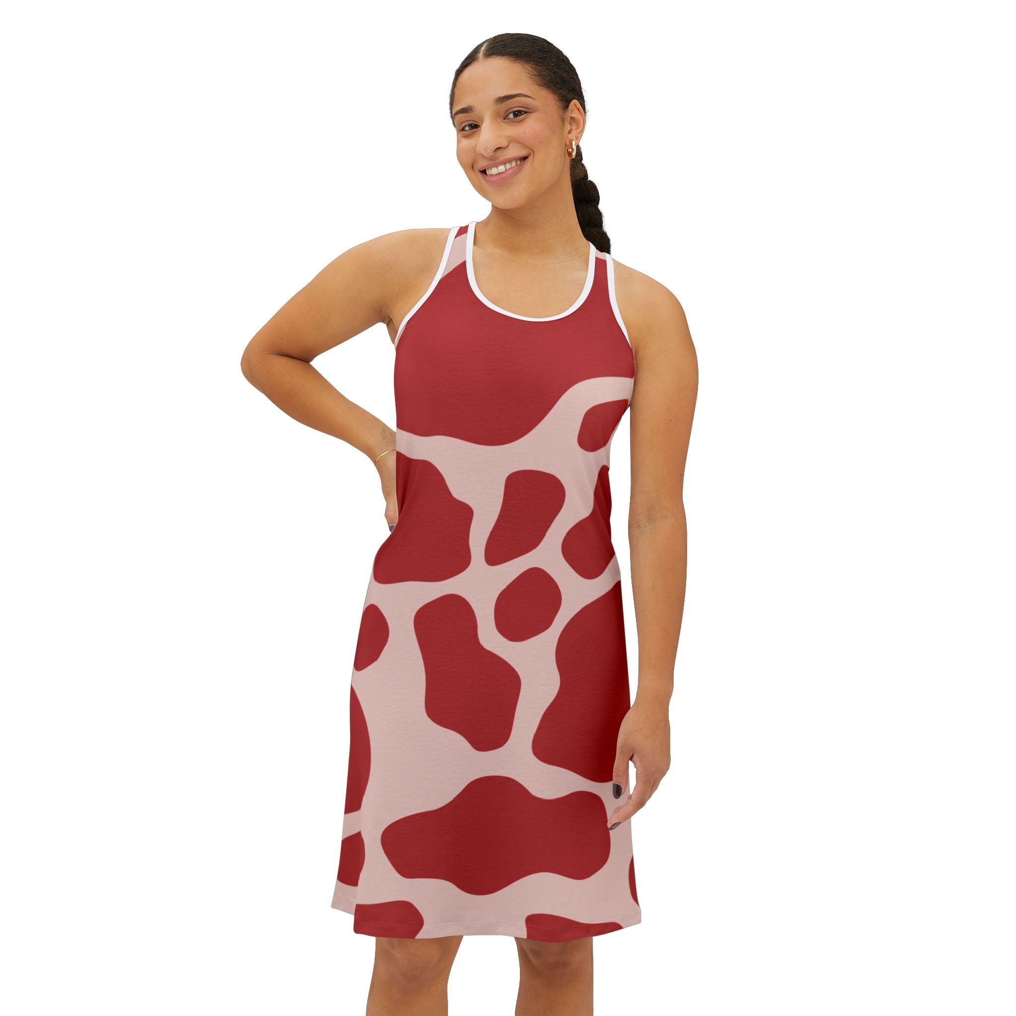 Red and Pink Cow Print Tank Dress, Artsulli - Art is Long, Life is Short, Tank Top, , , , , , , 