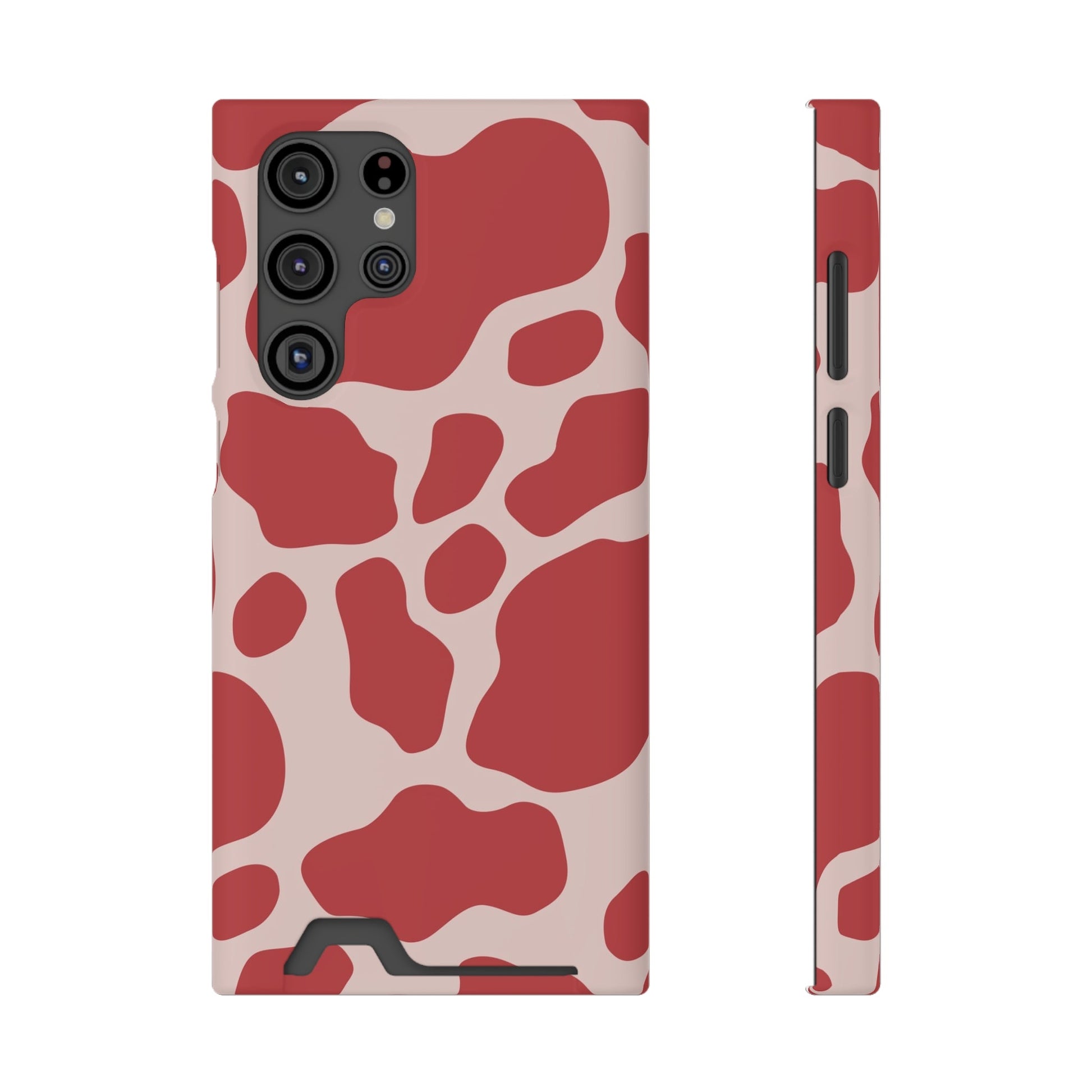 Red and White Cow Print Cardholder Case, Artsulli - Art is Long, Life is Short, Phone Case, Size, Samsung Galaxy S22 Ultra, Surface, Matte, Shape, Without gift packaging, 20284148296596117744