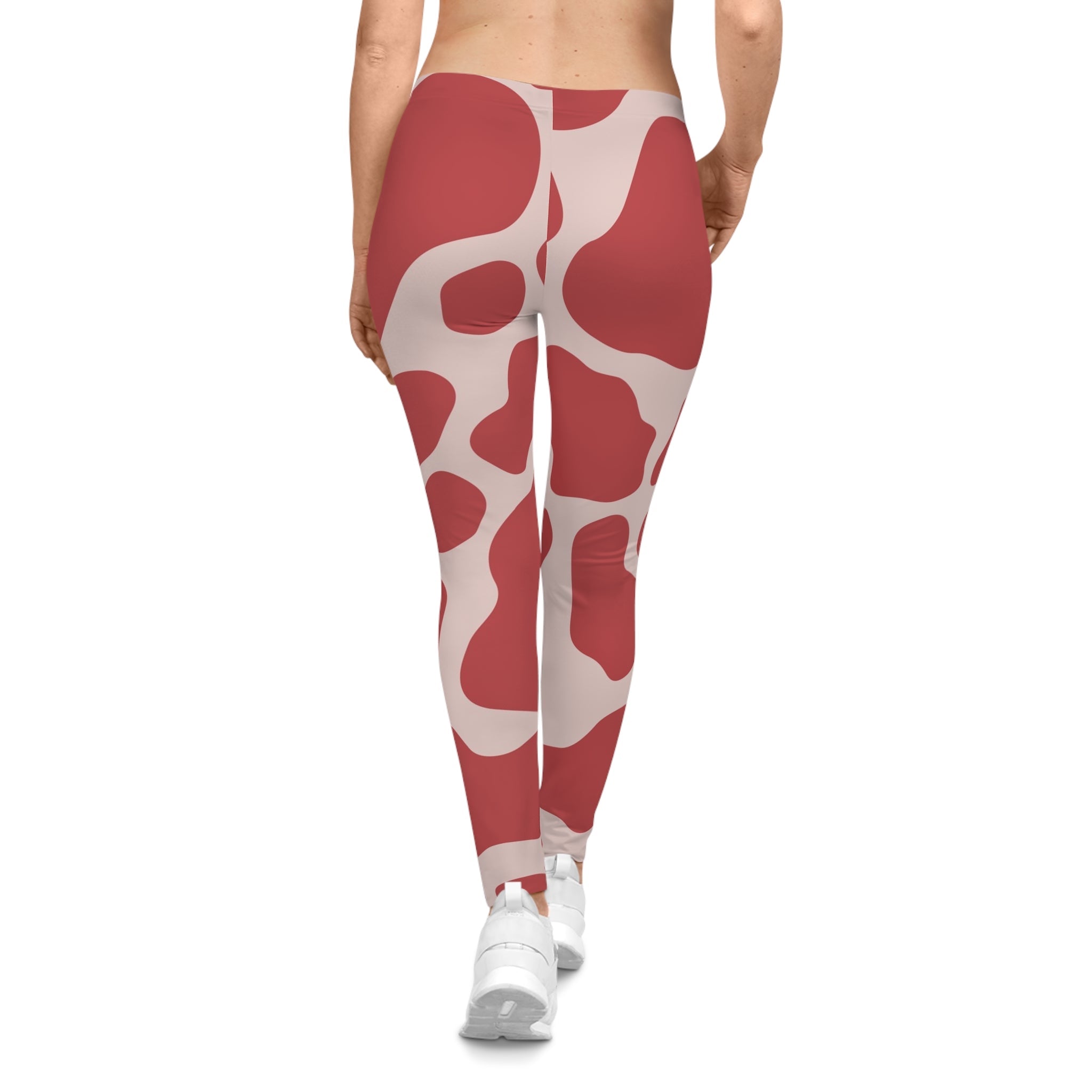Red and White Cow Print Casual Leggings, Artsulli - Art is Long, Life is Short, All Over Prints, , , , , , , 
