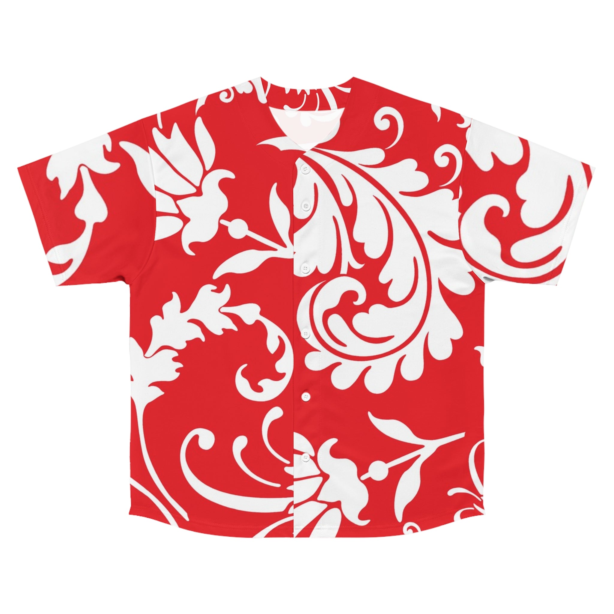 Printify Red and White Floral Baseball Jersey 2025