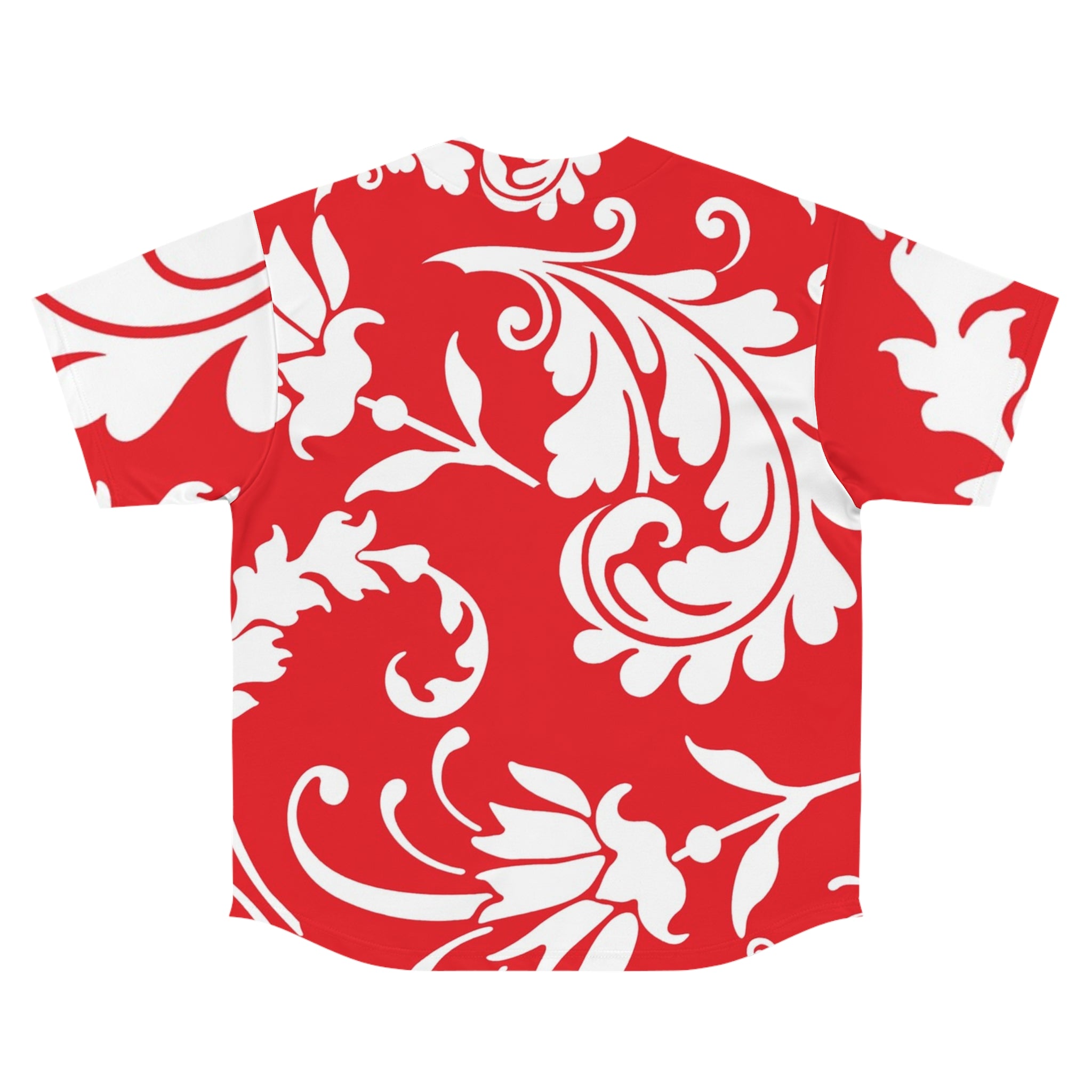 Red and White Floral Baseball Jersey, Artsulli - Art is Long, Life is Short, All Over Prints, , , , , , , 