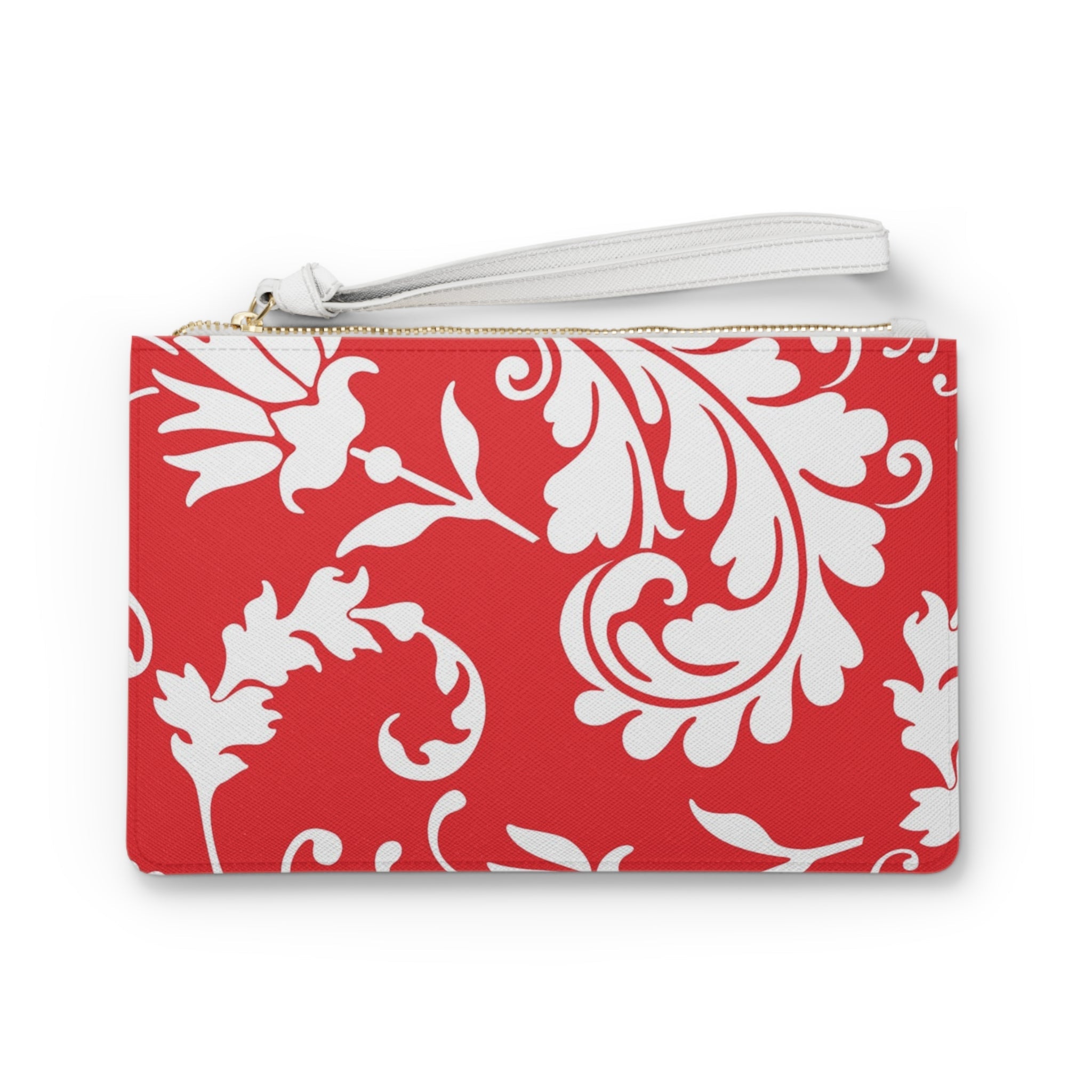 Red and White Floral Wristlet Clutch Bag, Artsulli - Art is Long, Life is Short, Bags, Size, One size, , , , , 28291291363989028422