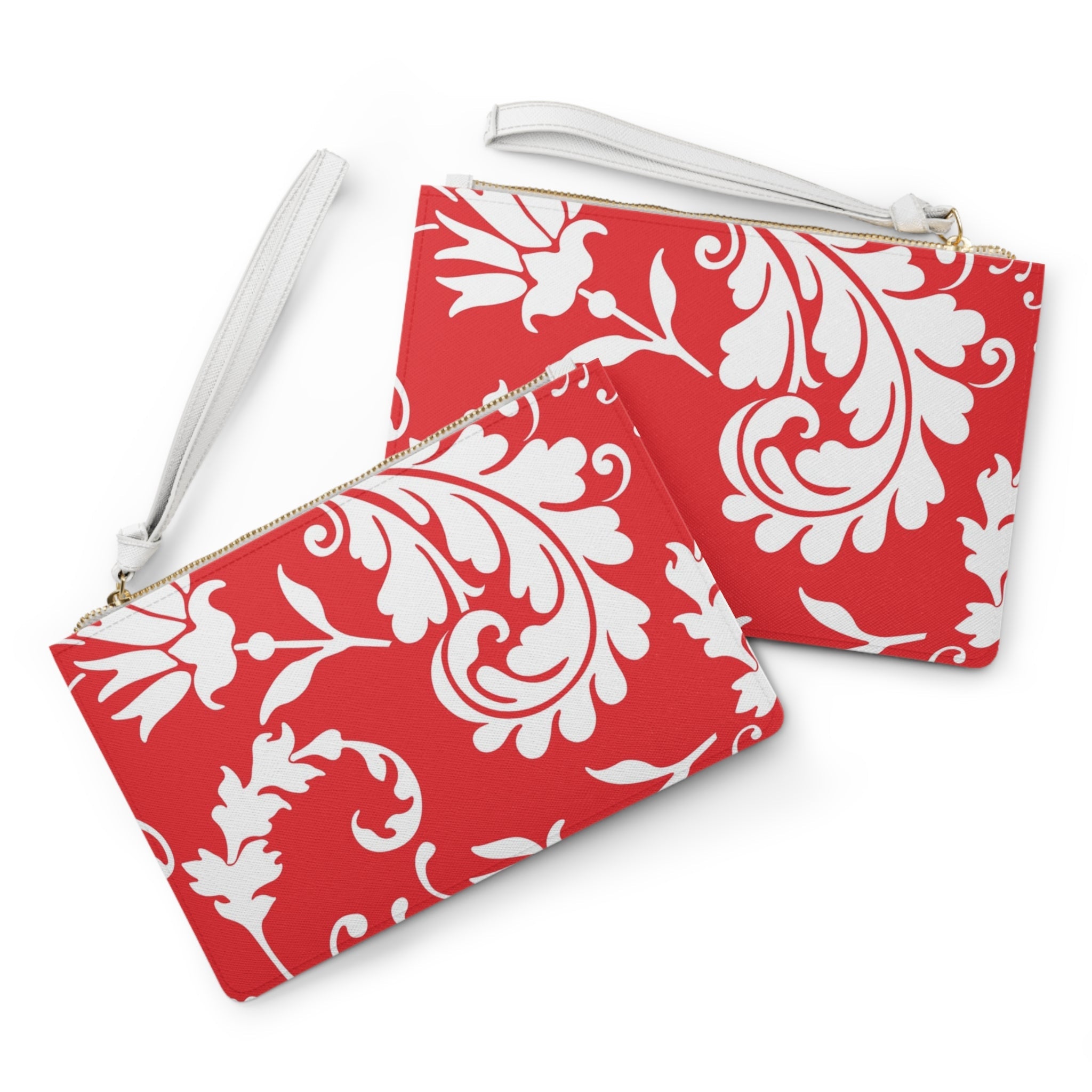 Red and White Floral Wristlet Clutch Bag, Artsulli - Art is Long, Life is Short, Bags, , , , , , , 