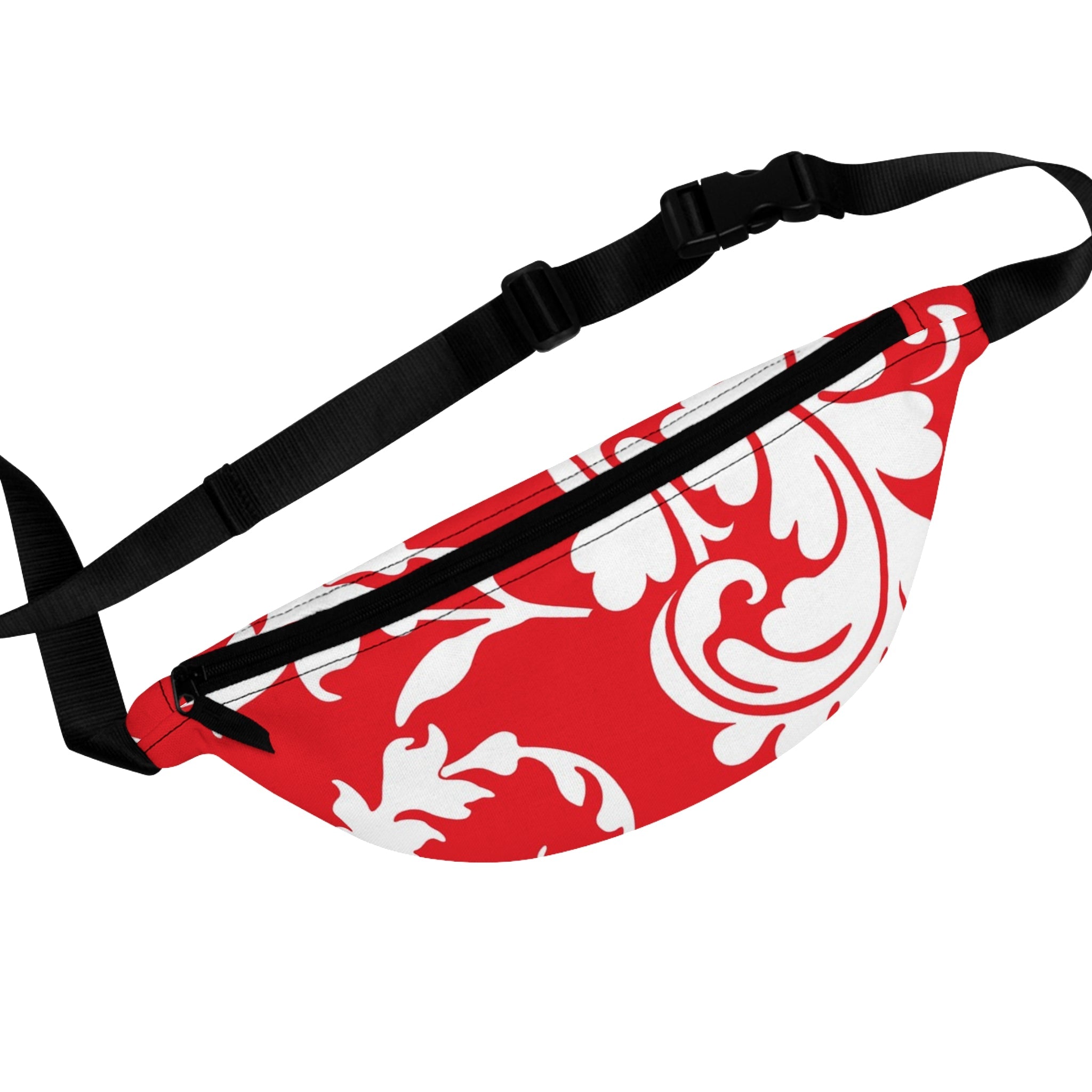 Red and White Patterned Fanny Pack, Artsulli - Art is Long, Life is Short, Bags, Size, One size, , , , , 33548996136524542959