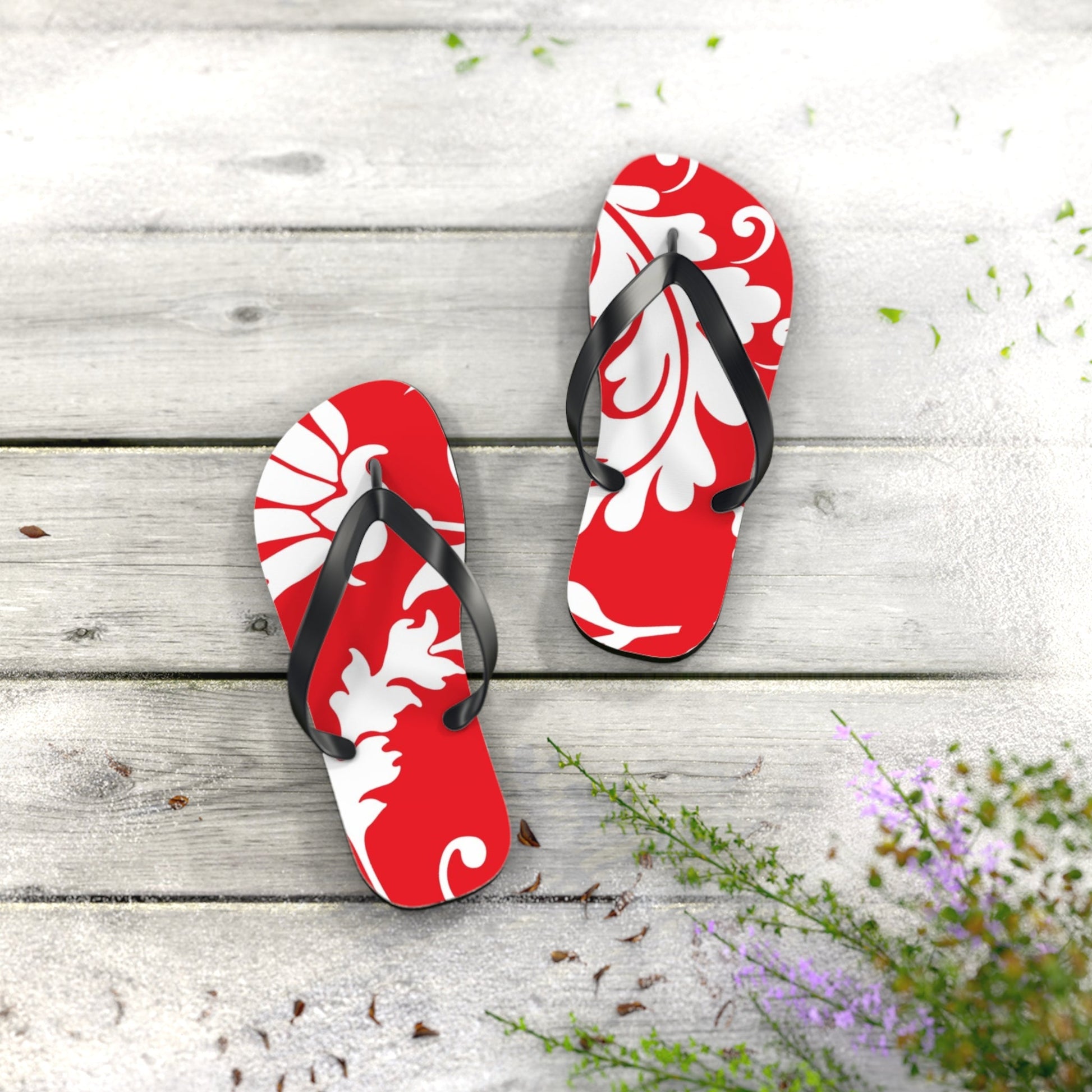 Red and White Patterned Flip Flops, Artsulli - Art is Long, Life is Short, Shoes, , , , , , , 