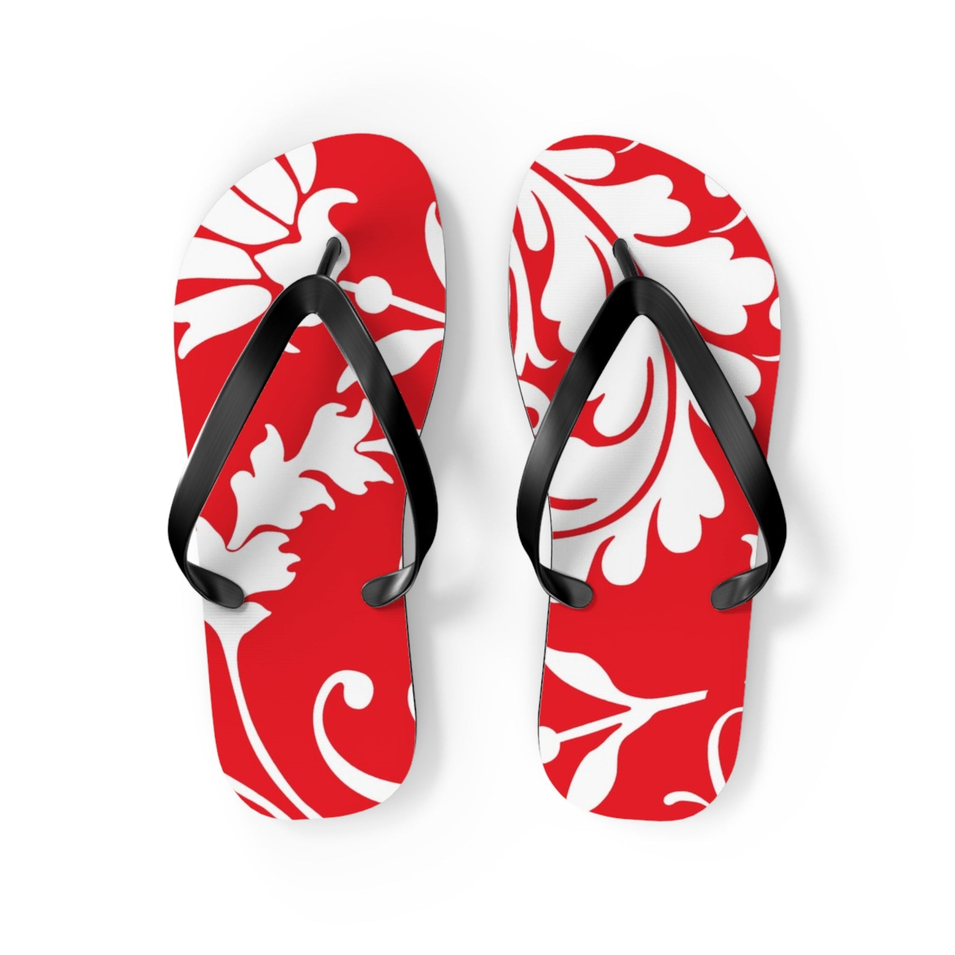 Red and White Patterned Flip Flops, Artsulli - Art is Long, Life is Short, Shoes, Size, M, Color, Black sole, , , 20402293060049013831