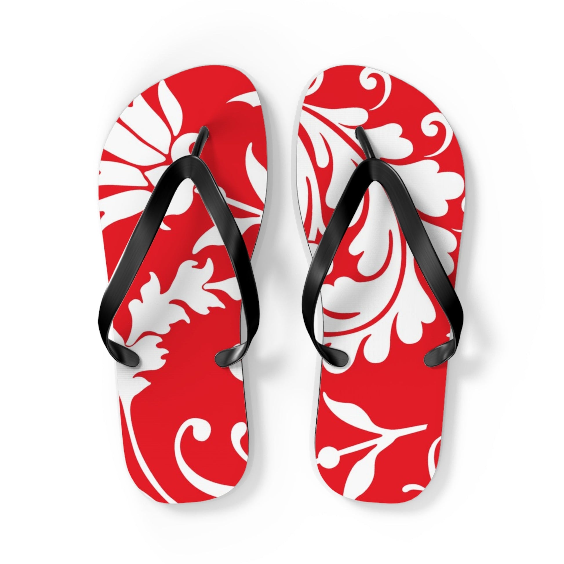 Red and White Patterned Flip Flops, Artsulli - Art is Long, Life is Short, Shoes, Size, L, Color, Black sole, , , 29759176426231544328