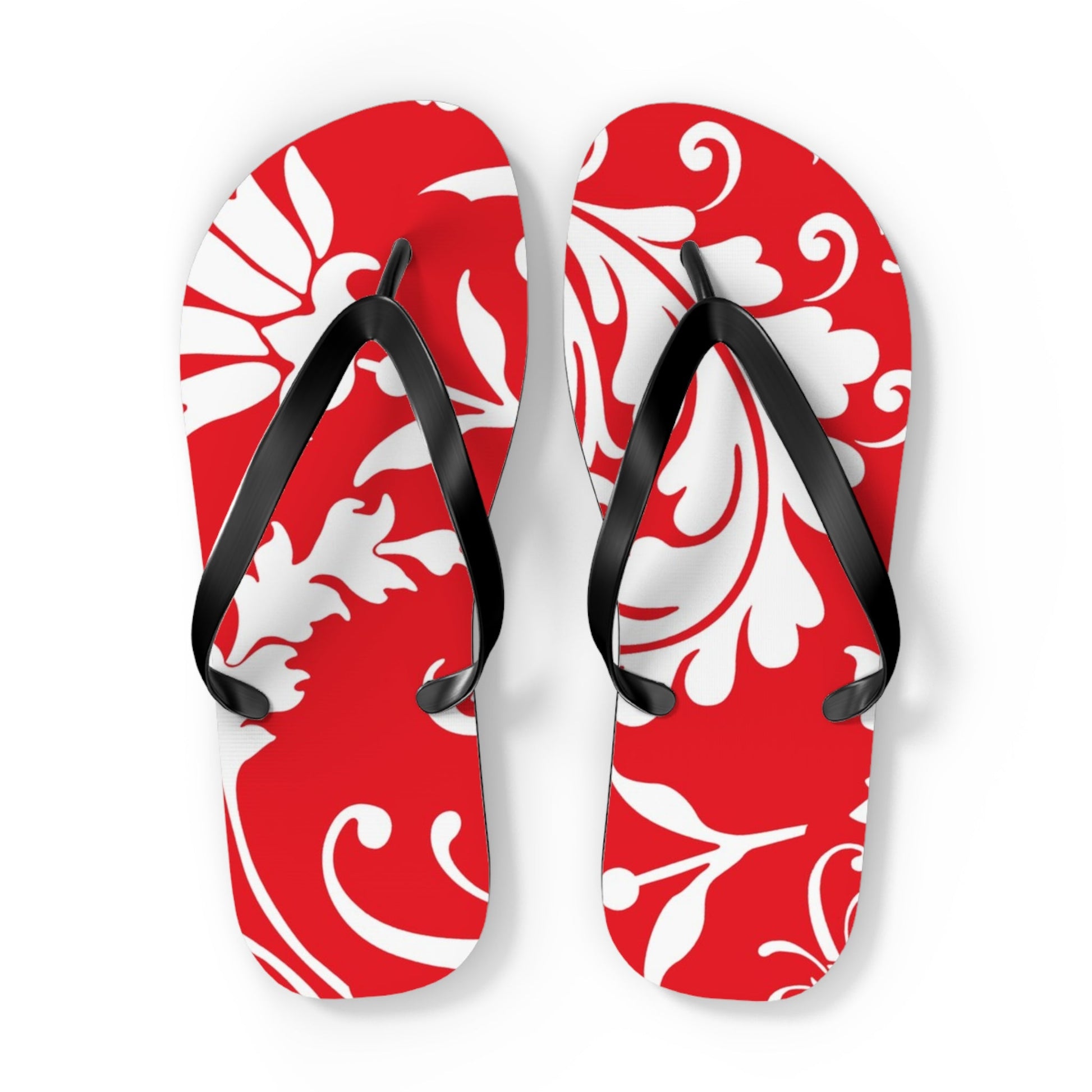 Red and White Patterned Flip Flops, Artsulli - Art is Long, Life is Short, Shoes, Size, XL, Color, Black sole, , , 24338036238041710691