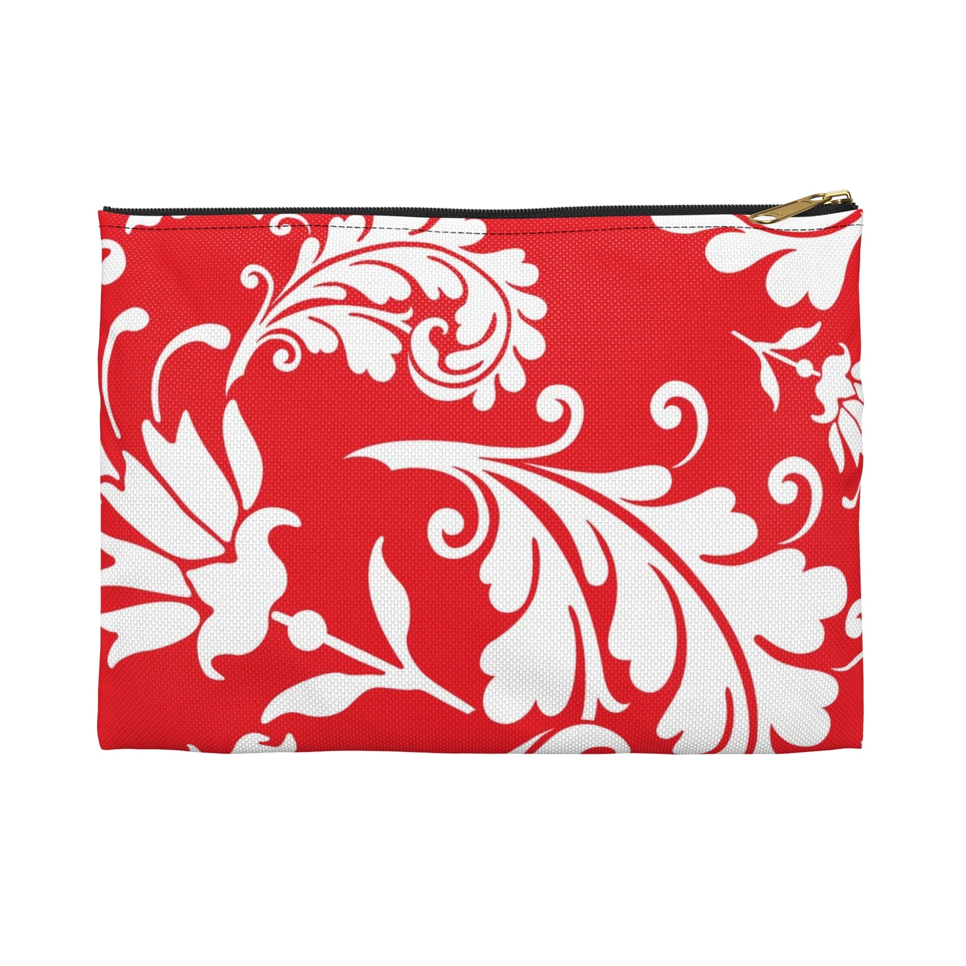 Red and White Patterned Zippered Pouch, Artsulli - Art is Long, Life is Short, Bags, Size, Small, Color, Black zipper, , , 29821447523205715707