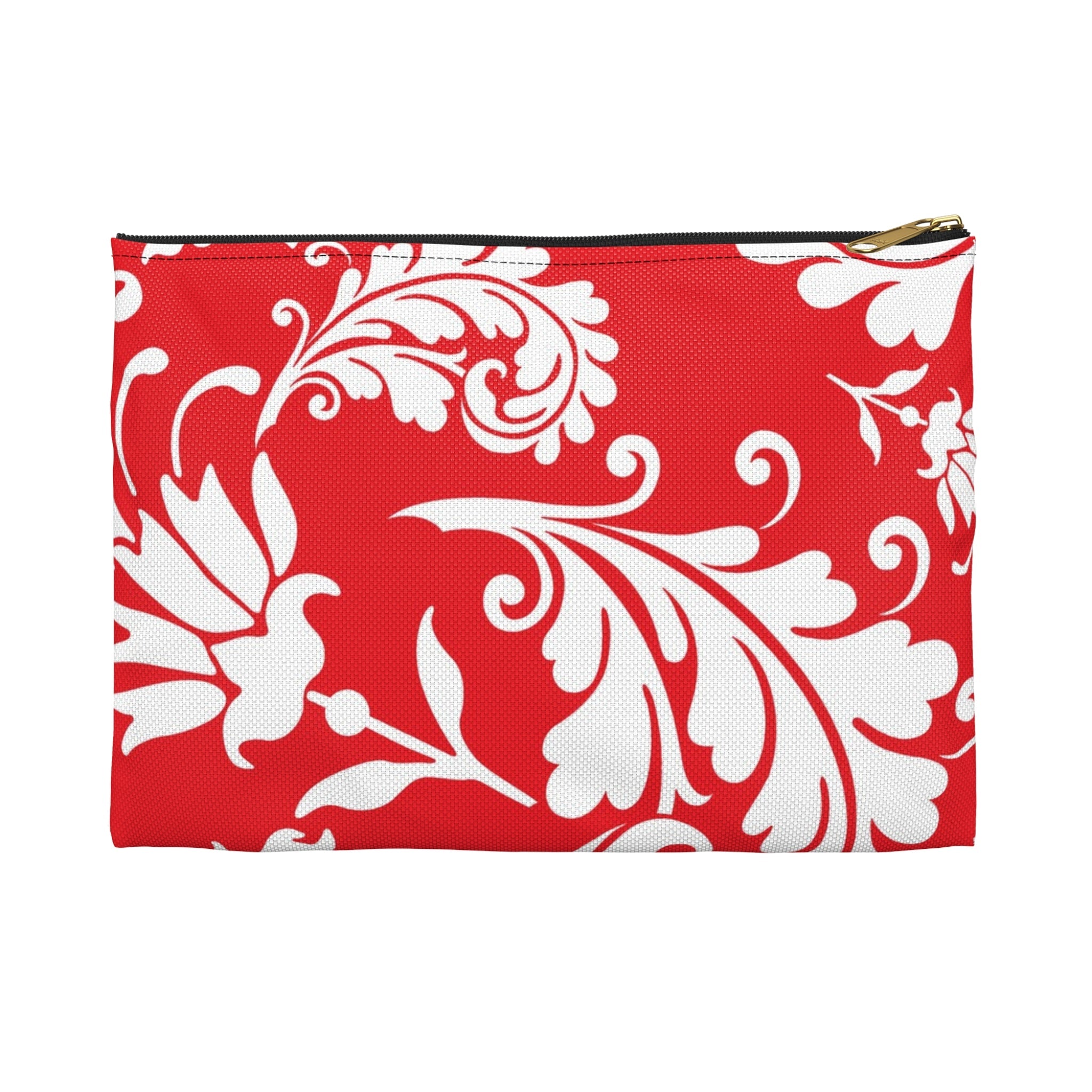 Red and White Patterned Zippered Pouch, Artsulli - Art is Long, Life is Short, Bags, Size, Small, Color, Black zipper, , , 29821447523205715707