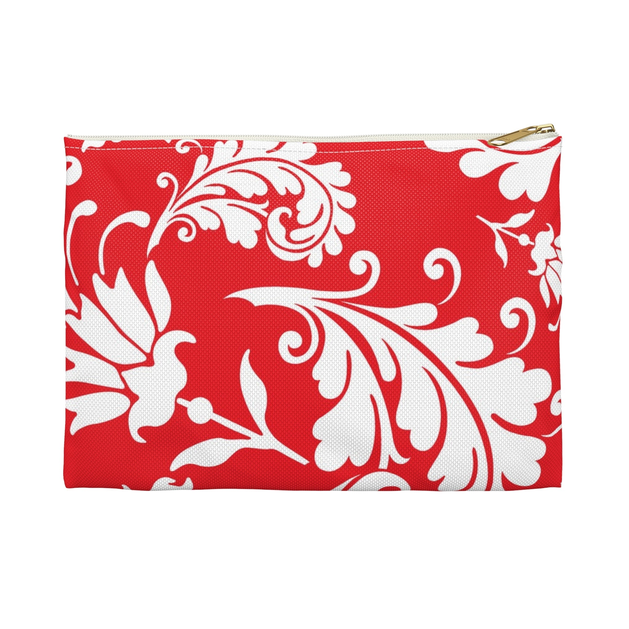 Red and White Patterned Zippered Pouch, Artsulli - Art is Long, Life is Short, Bags, Size, Small, Color, White zipper, , , 18801921355572033673