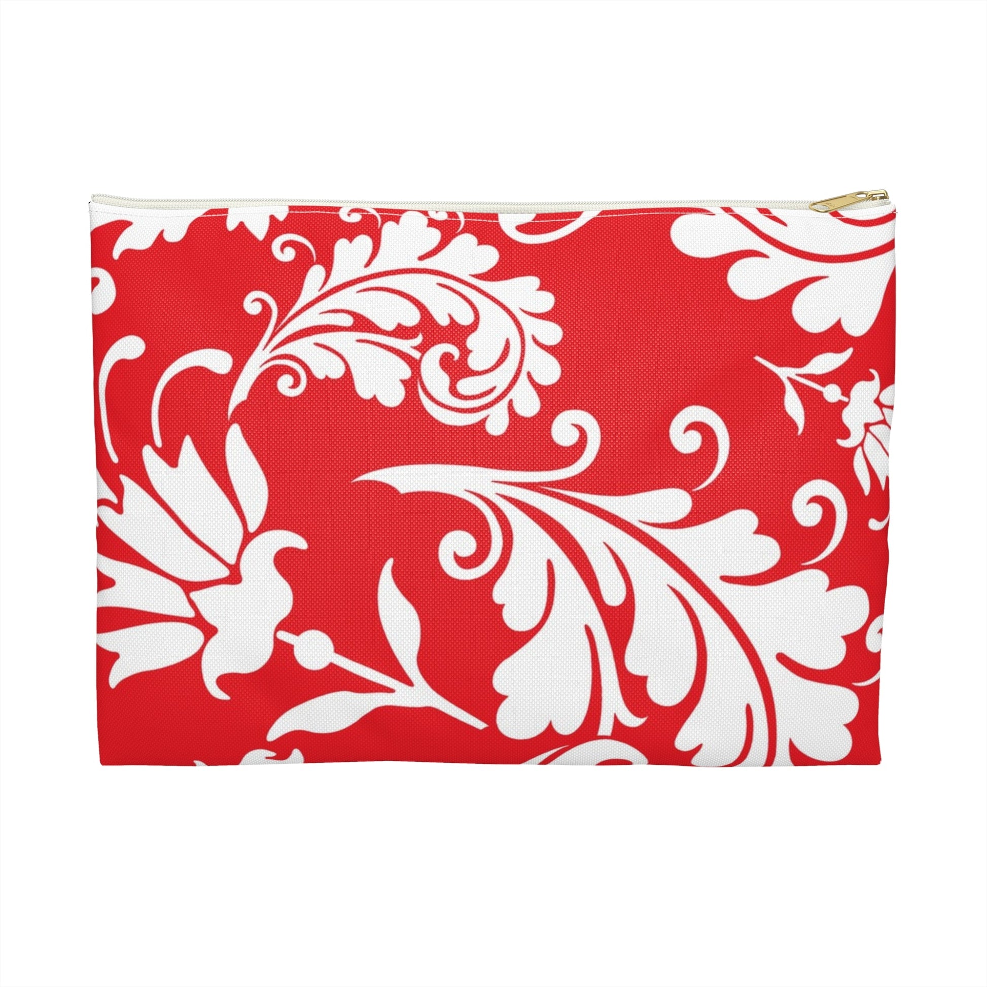 Red and White Patterned Zippered Pouch, Artsulli - Art is Long, Life is Short, Bags, Size, Large, Color, White zipper, , , 97457839530138046939