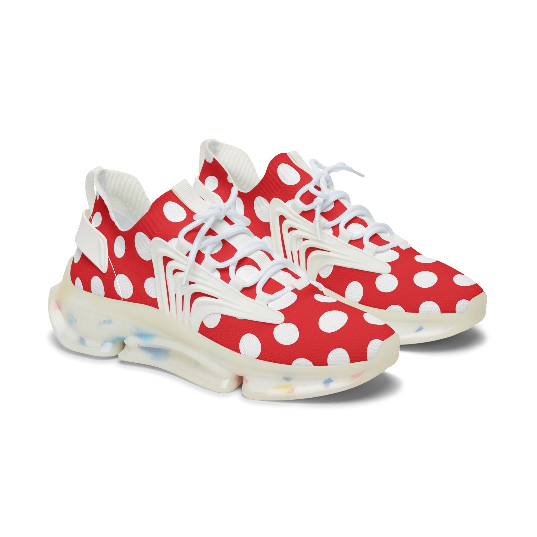 Red and White Polka Dot Mesh Sneakers, Artsulli - Art is Long, Life is Short, Shoes, Color, White sole, Size, US 5.5, , , 16969201473093610400