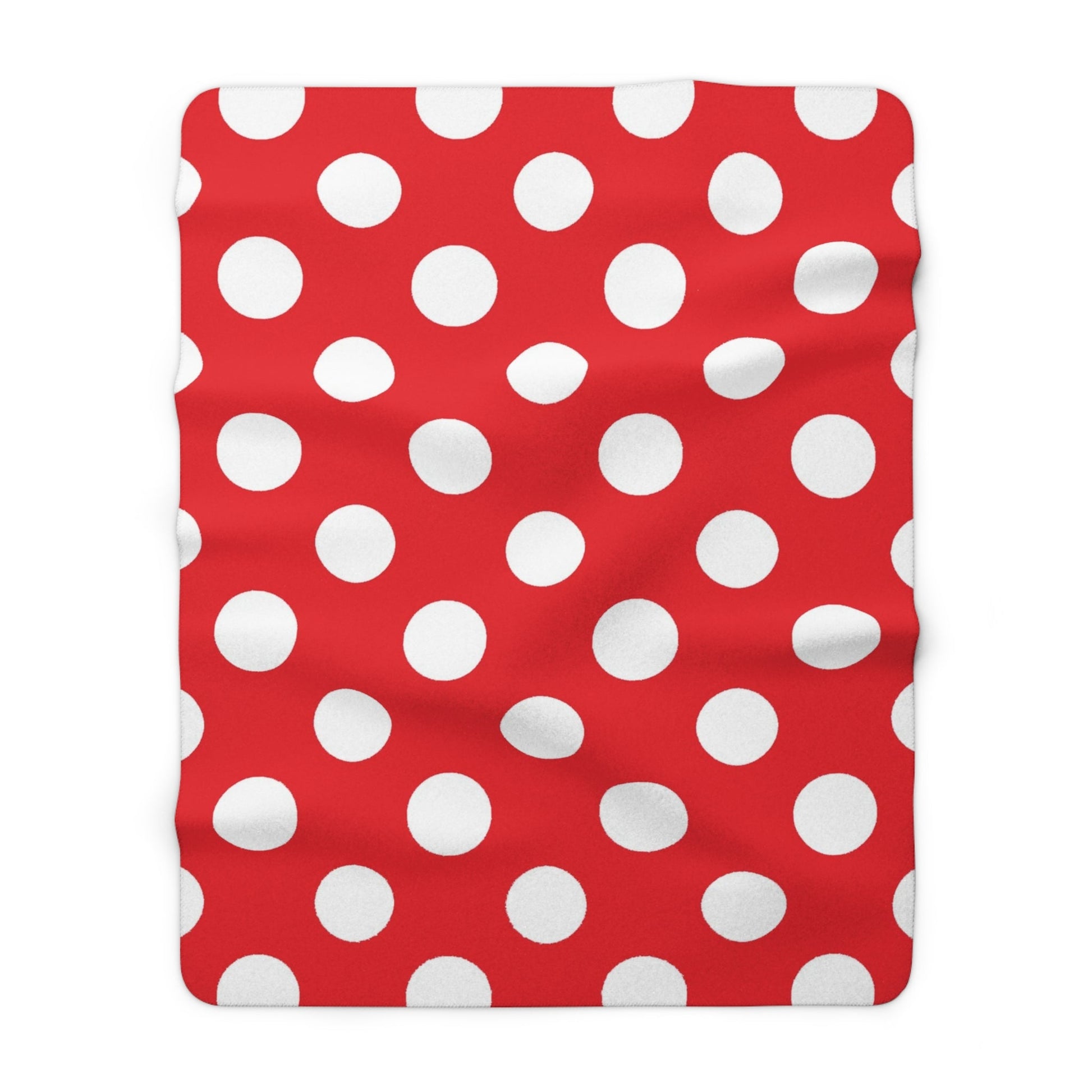 Red and White Polka Dot Sherpa Fleece Blanket, Artsulli - Art is Long, Life is Short, Home Decor, Size, 60" × 80", , , , , 31121207918514096316