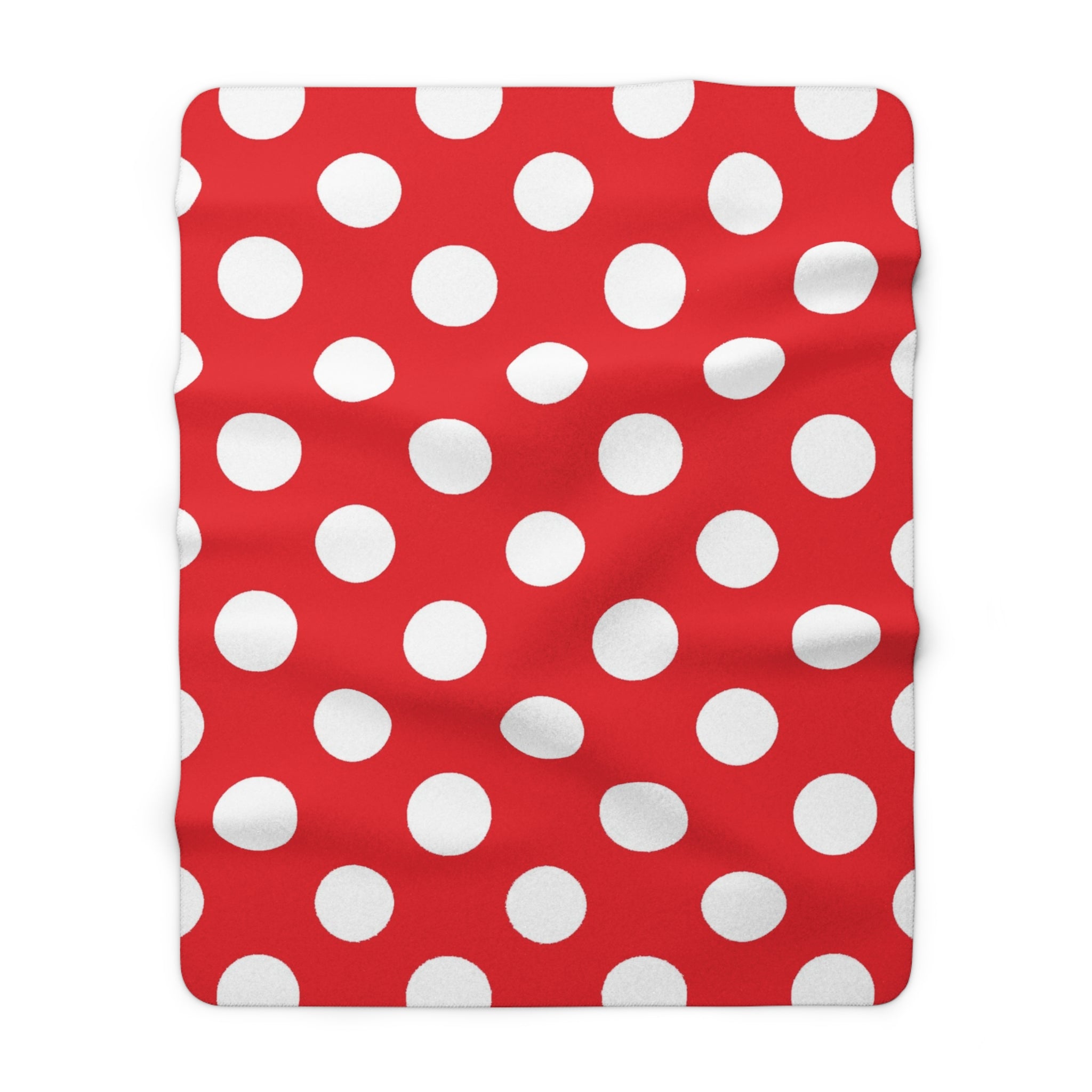 Red and White Polka Dot Sherpa Fleece Blanket, Artsulli - Art is Long, Life is Short, Home Decor, Size, 60" × 80", , , , , 31121207918514096316