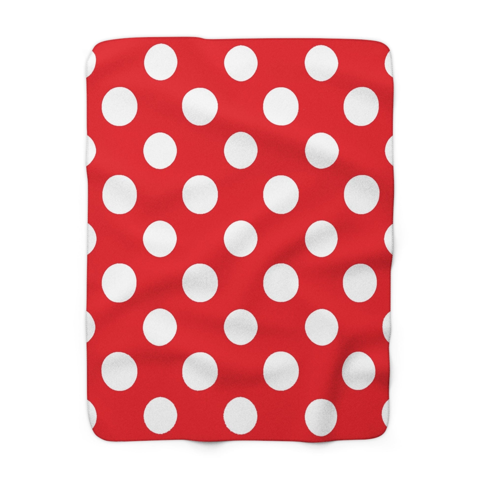 Red and White Polka Dot Sherpa Fleece Blanket, Artsulli - Art is Long, Life is Short, Home Decor, Size, 50" × 60", , , , , 20696241371244366044