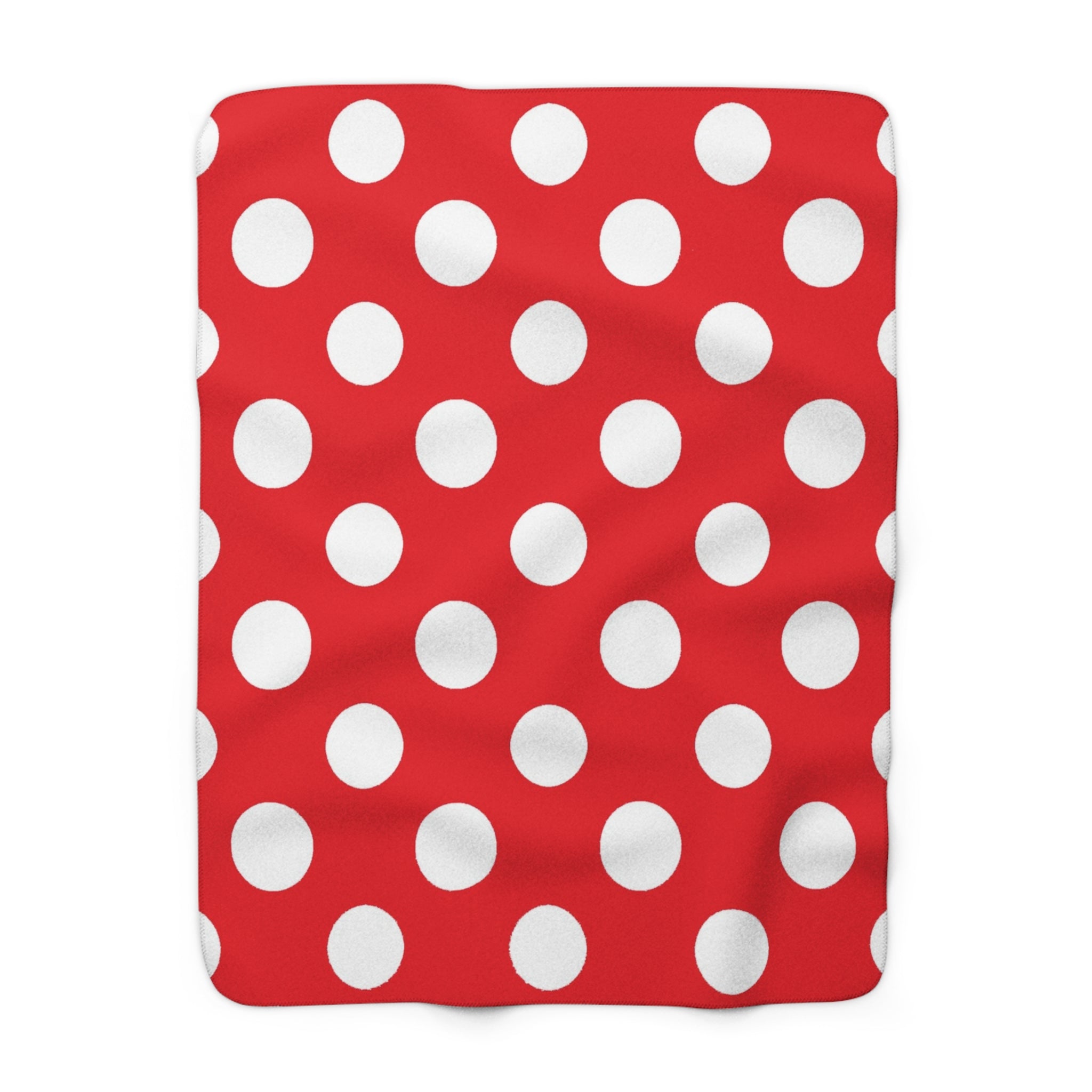 Red and White Polka Dot Sherpa Fleece Blanket, Artsulli - Art is Long, Life is Short, Home Decor, Size, 50" × 60", , , , , 20696241371244366044