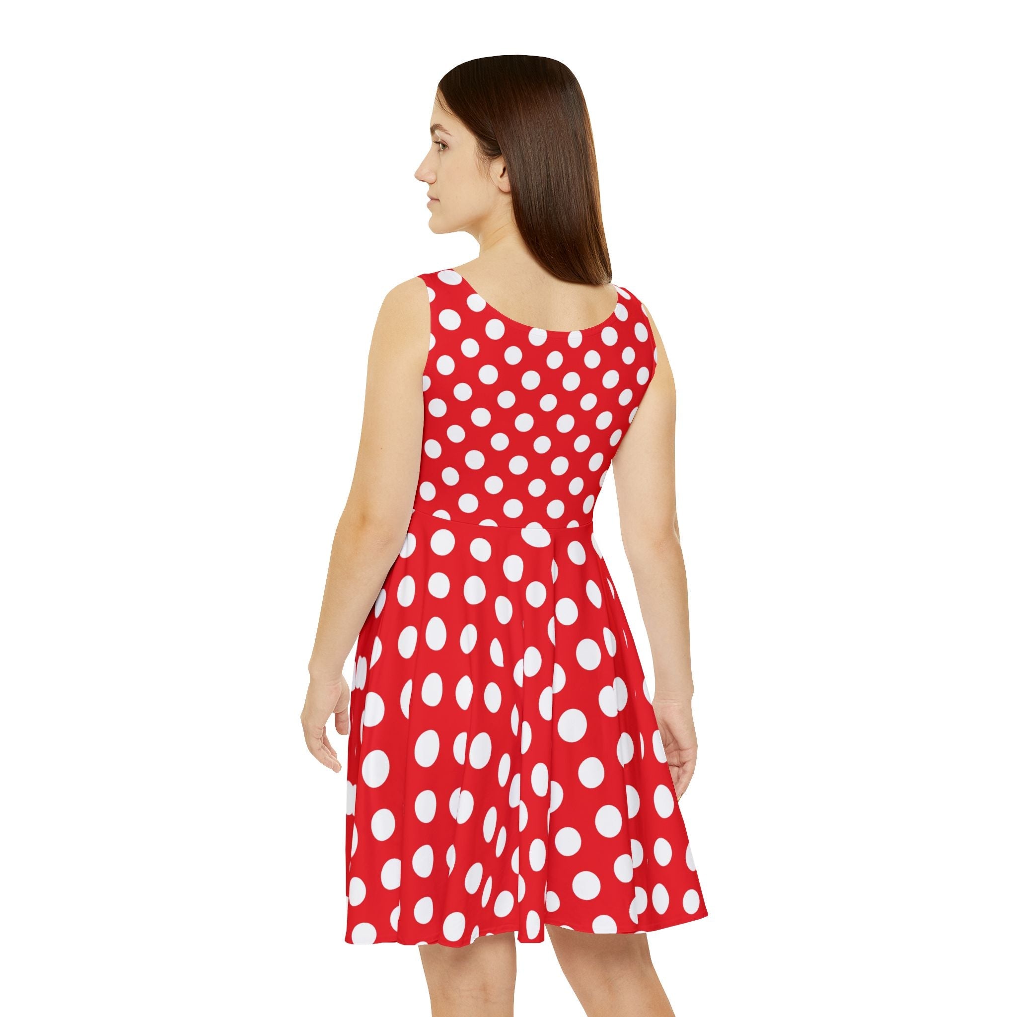 Red and White Polka Dot Skater Dress, Artsulli - Art is Long, Life is Short, All Over Prints, , , , , , , 