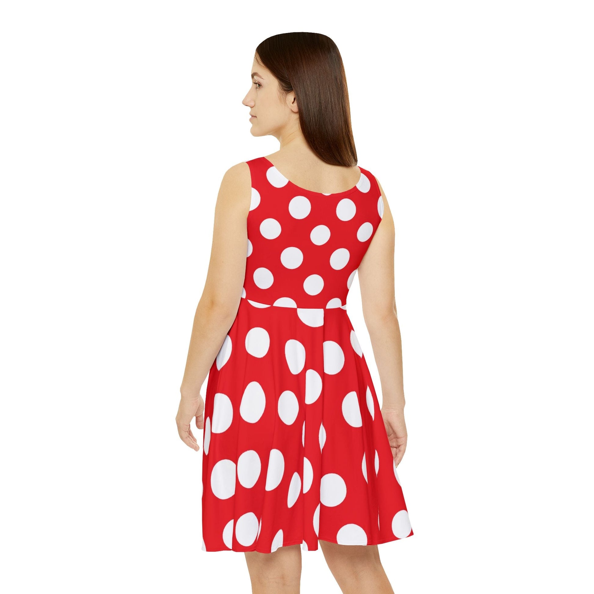 Printify Red and White Polka Dot Skater Dress 2025