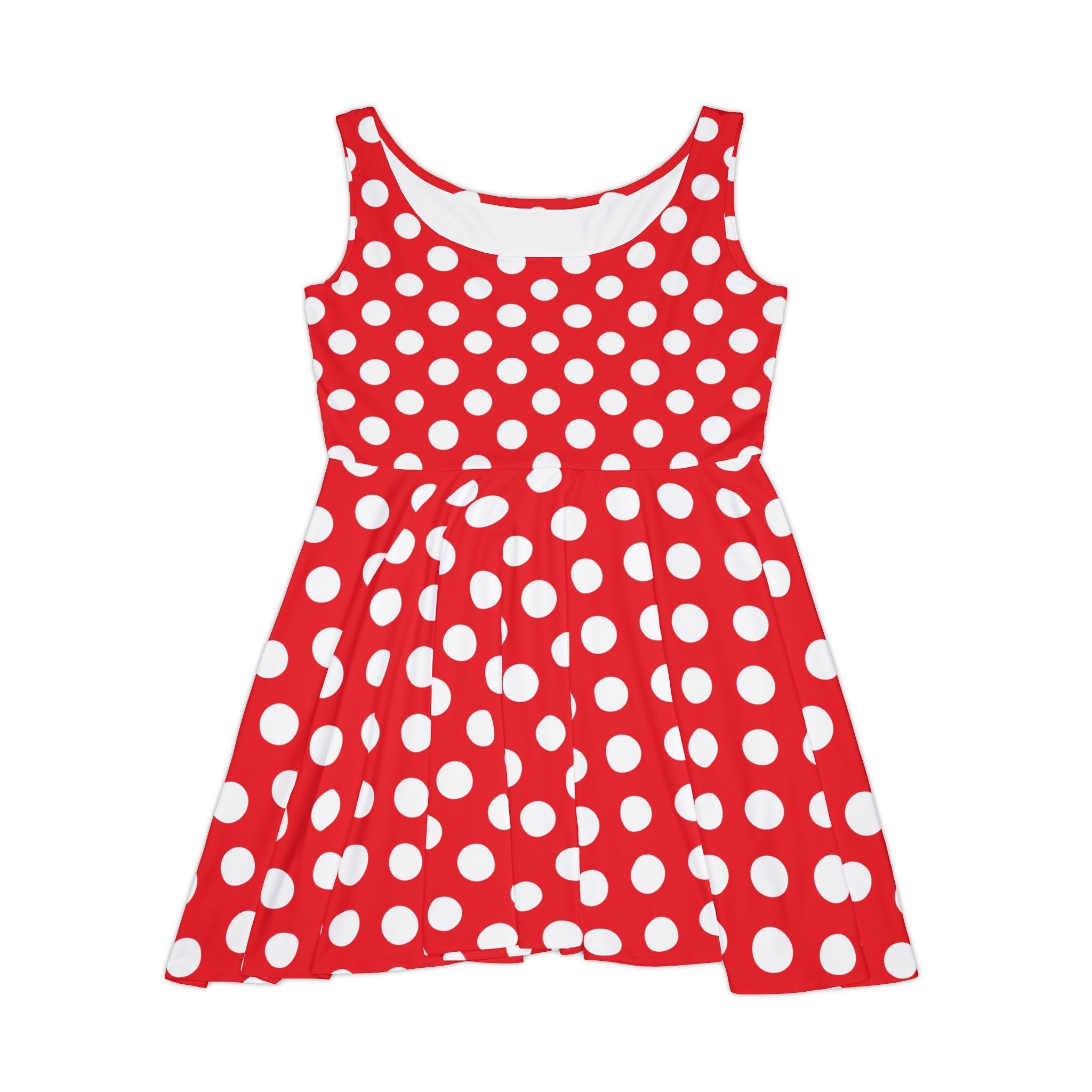 Red and White Polka Dot Skater Dress, Artsulli - Art is Long, Life is Short, All Over Prints, Size, XS, , , , , 11762659793508861098
