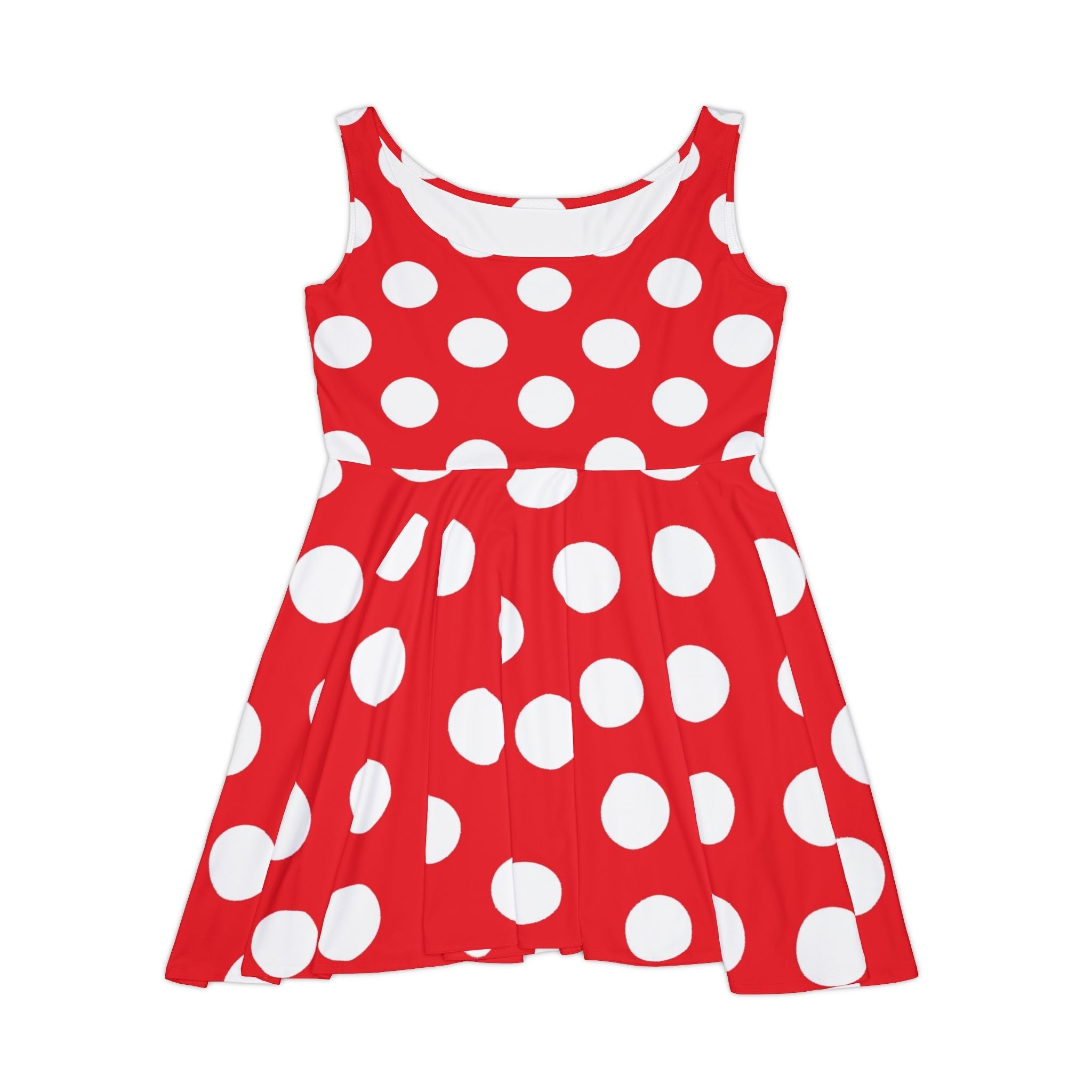 Printify Red and White Polka Dot Skater Dress 2025