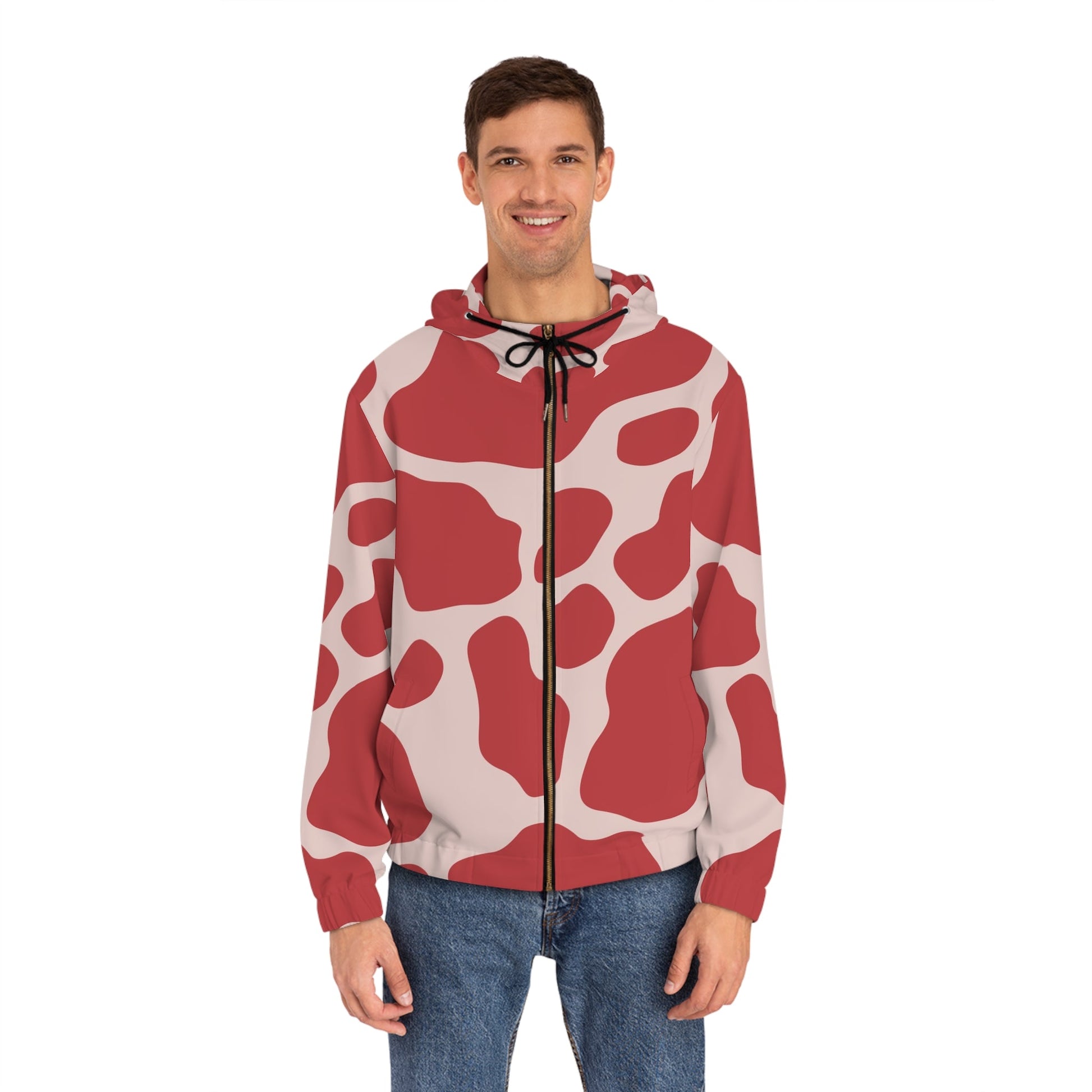Red and White Spotted Zip Hoodie, Artsulli - Art is Long, Life is Short, All Over Prints, , , , , , , 