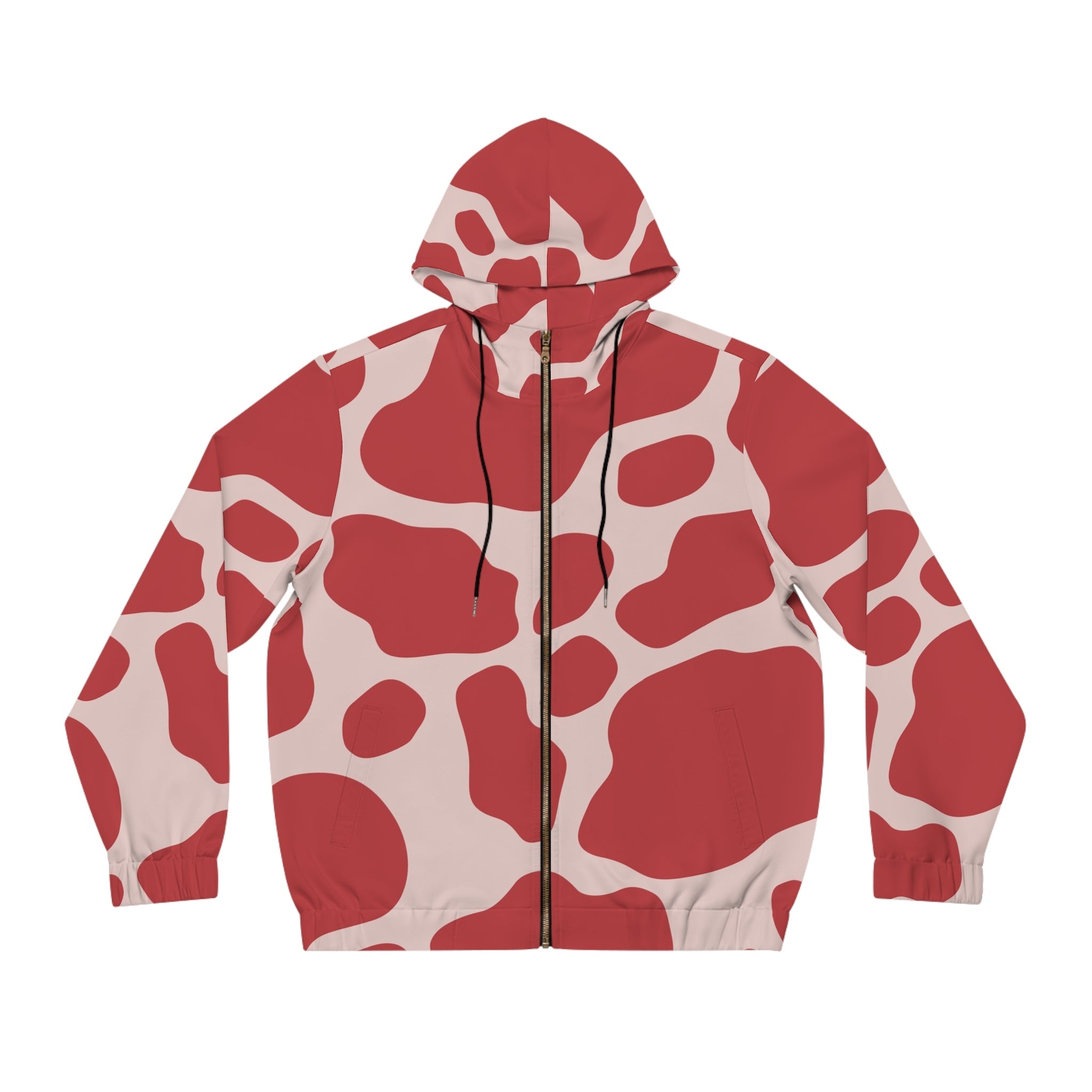 Red and White Spotted Zip Hoodie, Artsulli - Art is Long, Life is Short, All Over Prints, Size, S, Color, Black, , , 26668639410061429004