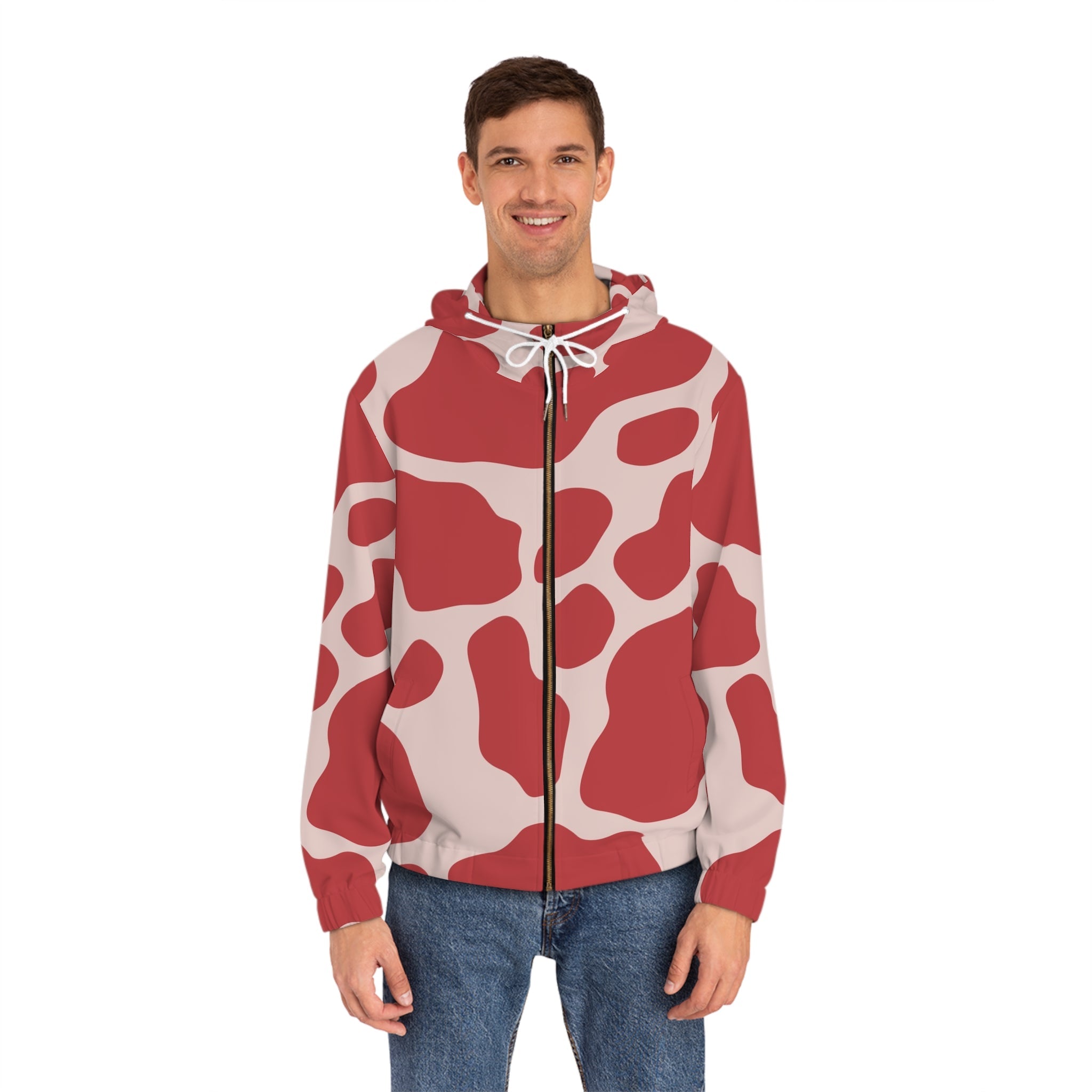 Red and White Spotted Zip Hoodie, Artsulli - Art is Long, Life is Short, All Over Prints, , , , , , , 