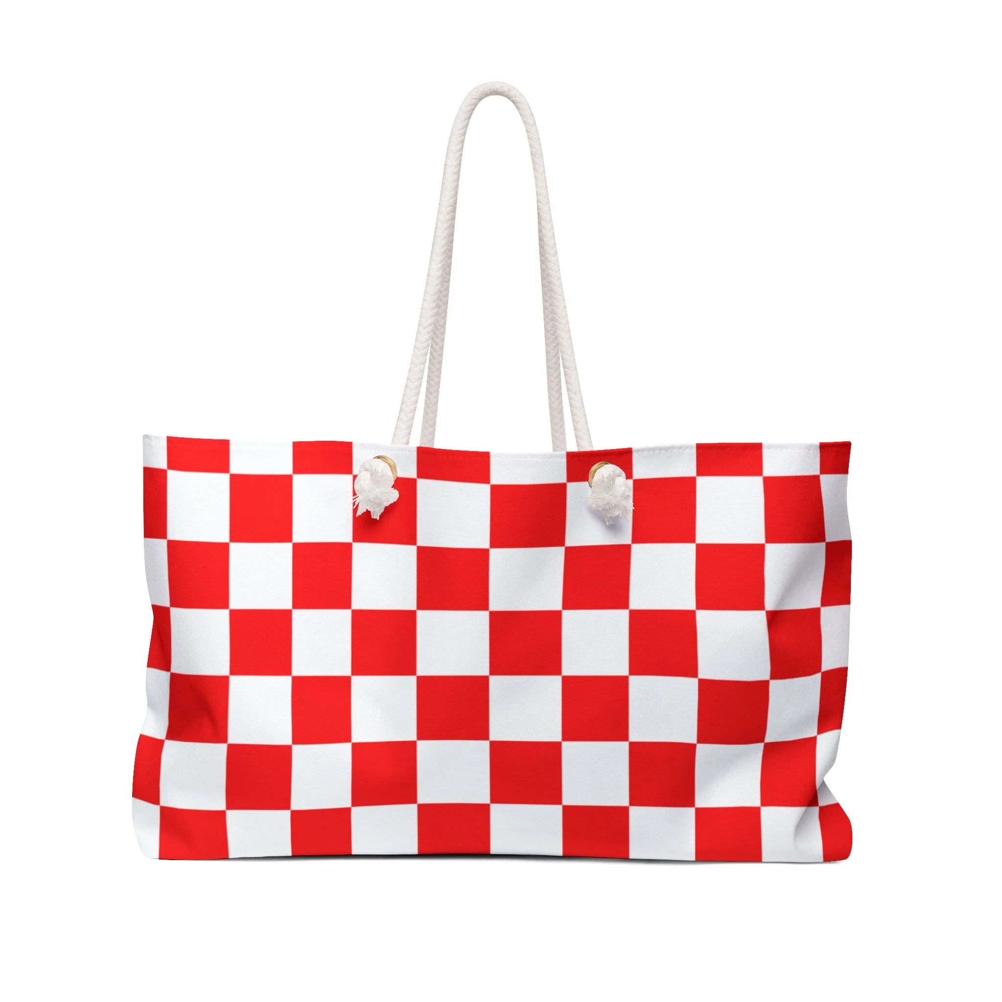 Red Checkered Oversized Weekender Tote, Artsulli - Art is Long, Life is Short, Bags, Size, 24" × 13", , , , , 26492960039493513602