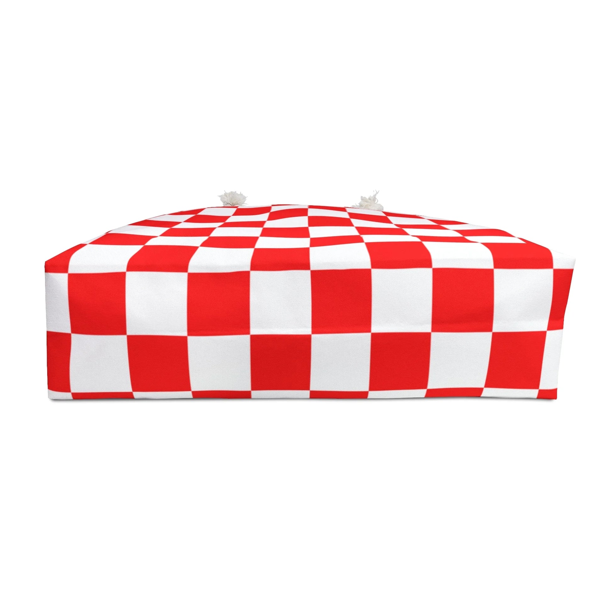 Red Checkered Oversized Weekender Tote, Artsulli - Art is Long, Life is Short, Bags, , , , , , , 