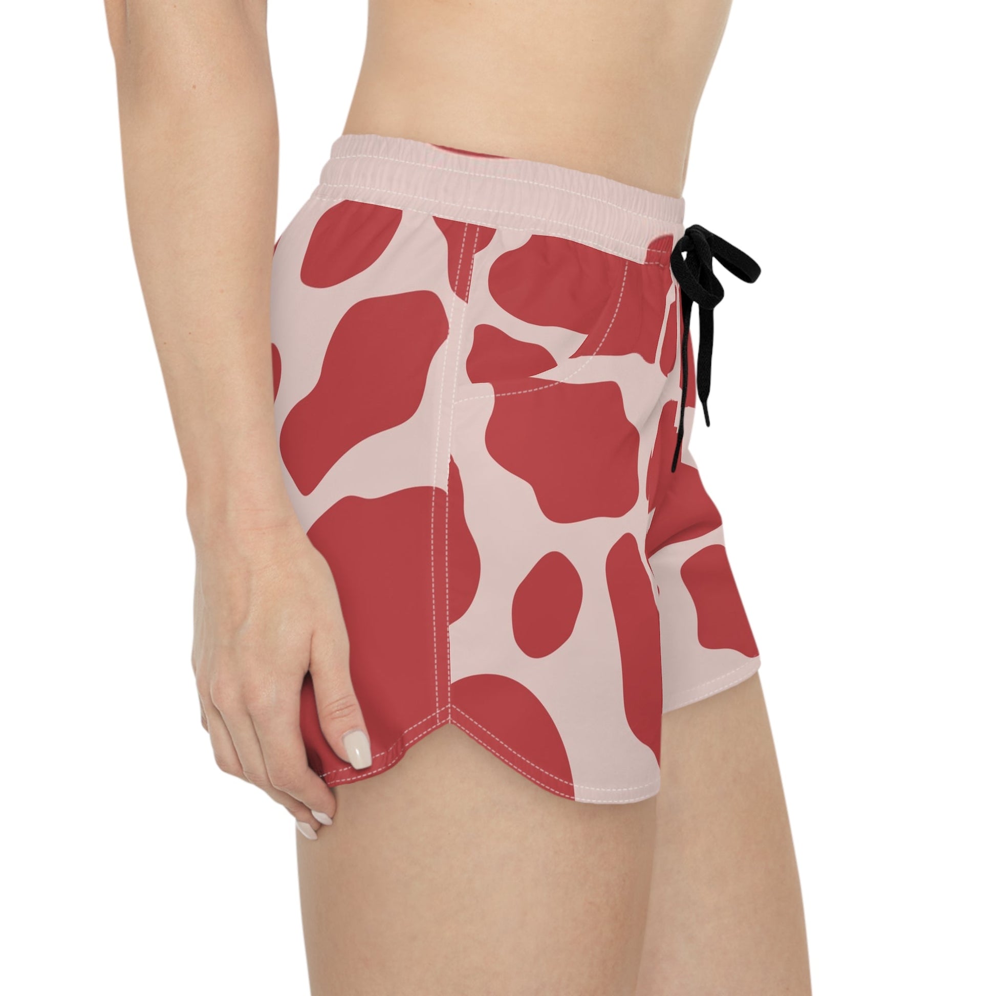 Red Cow Print Athletic Shorts, Artsulli - Art is Long, Life is Short, All Over Prints, , , , , , , 