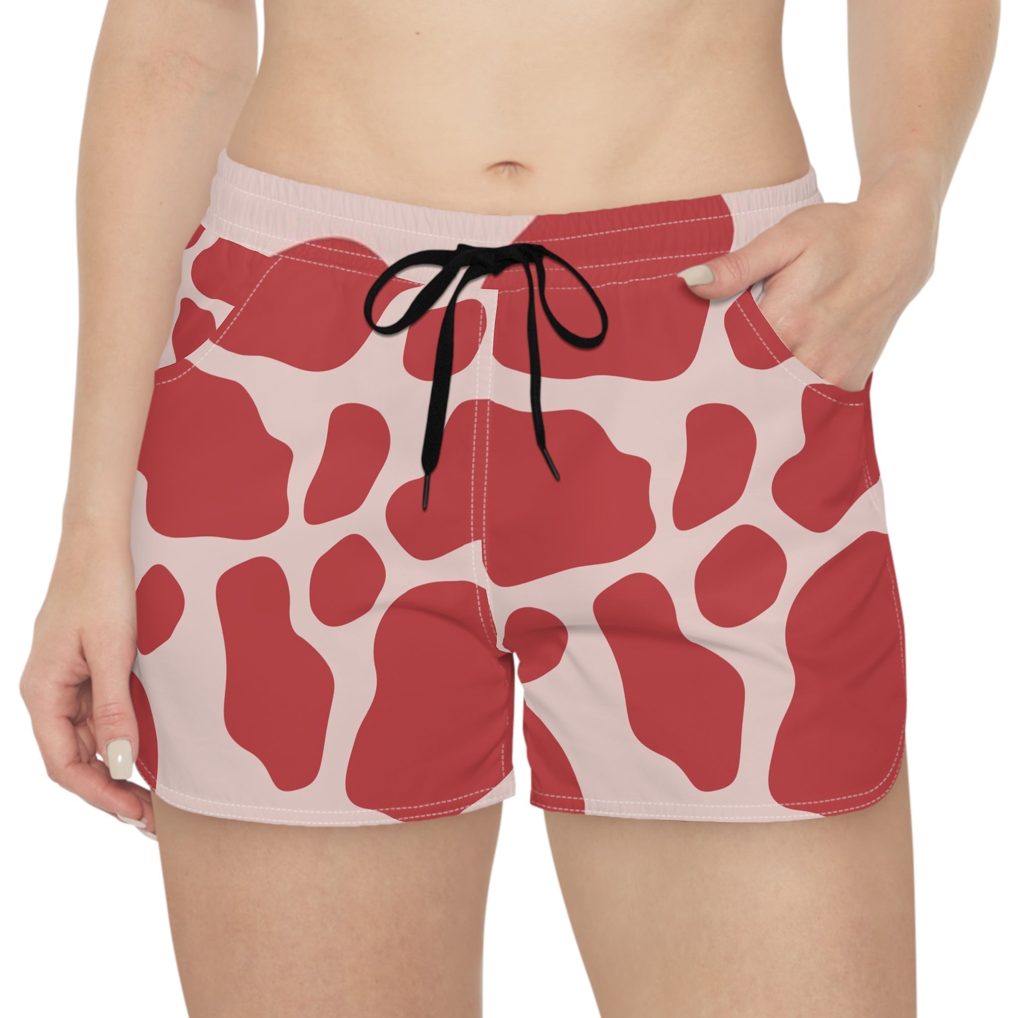 Red Cow Print Athletic Shorts, Artsulli - Art is Long, Life is Short, All Over Prints, , , , , , , 
