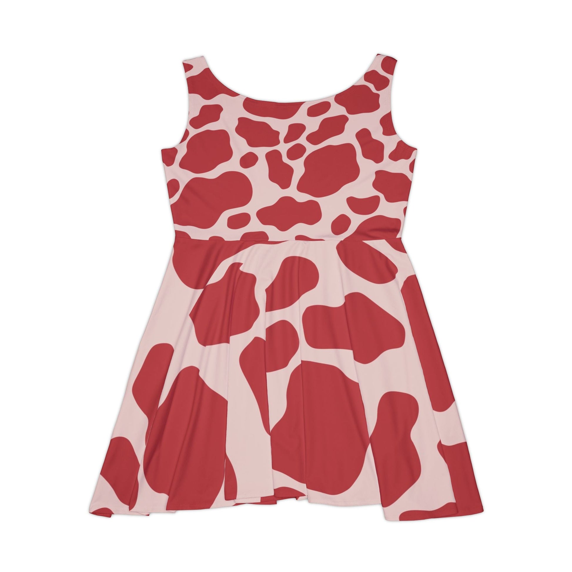 Printify Red Cow Print Skater Dress 2025
