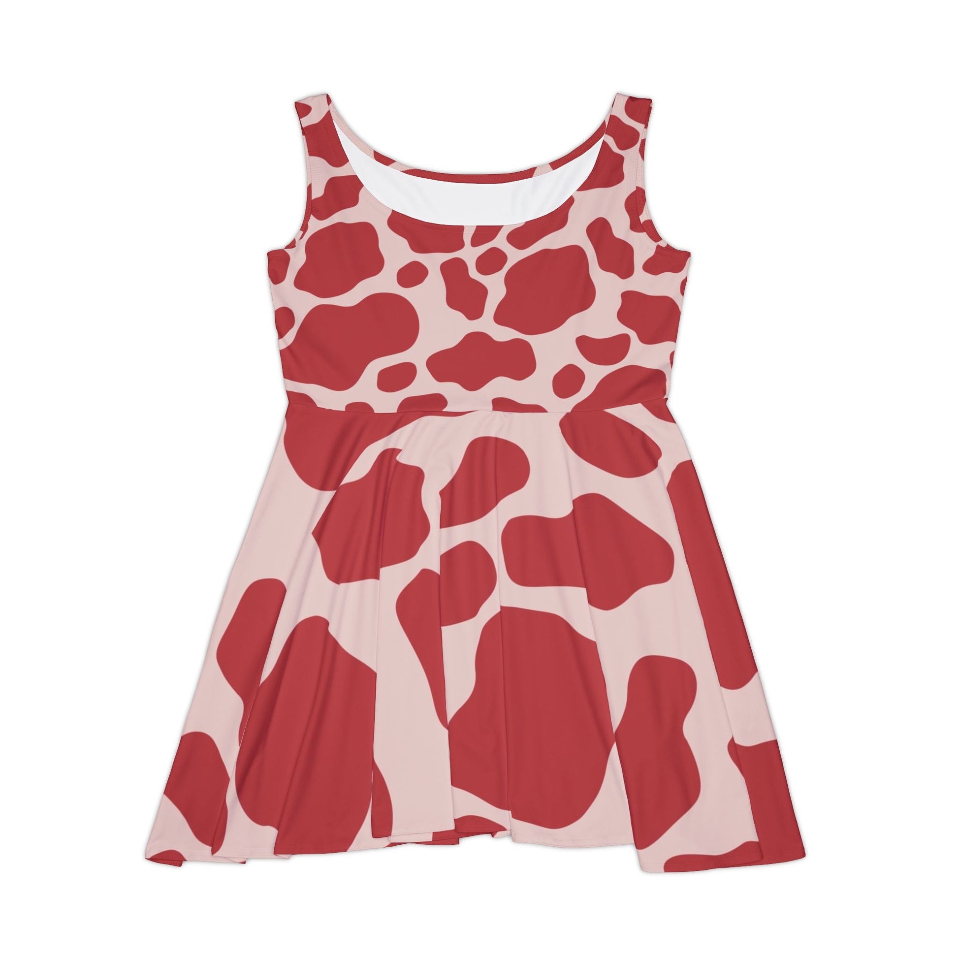 Printify Red Cow Print Skater Dress 2025