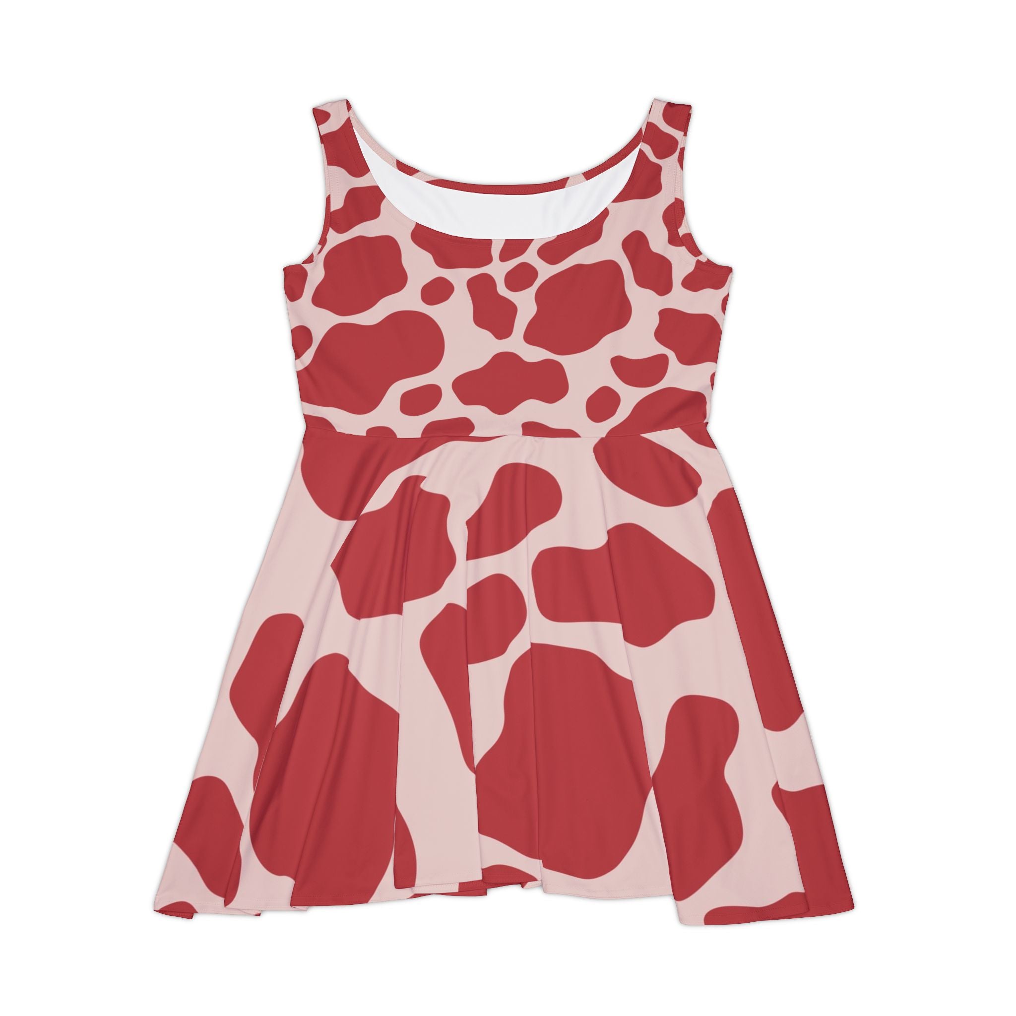 Printify Red Cow Print Skater Dress 2025